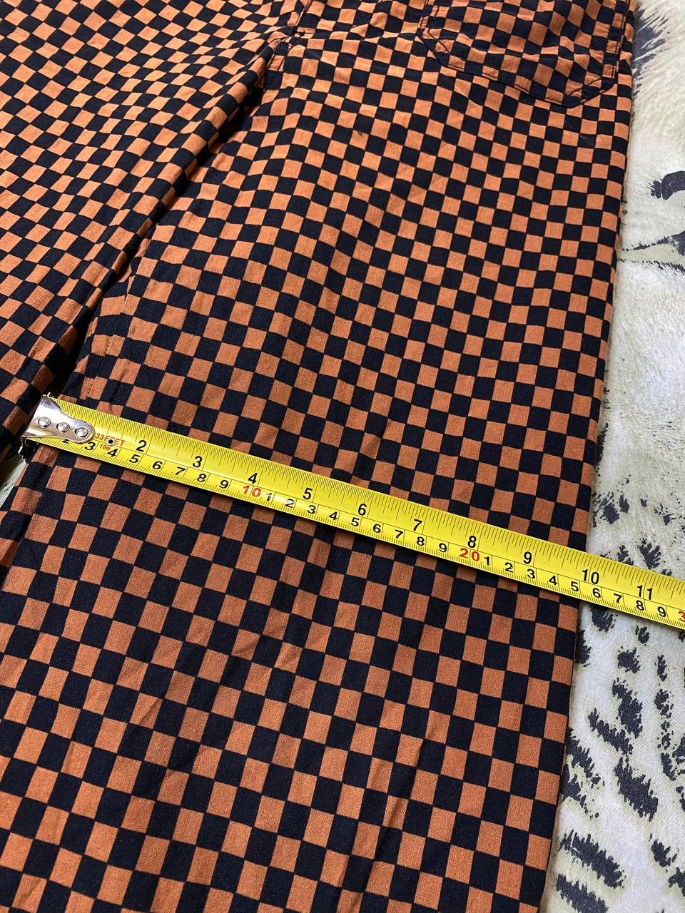 Japanese Brand Anthropologie Maeve Orange/Black Check Flared Baggy Pants Size US 26 / EU 42 - 10 Thumbnail