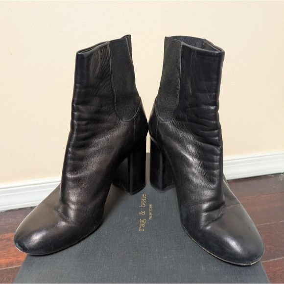 Rag & Bone Rag & Bone Agnes Ankle Leather Block Heel Boots - Black Size US 8.5 / IT 38.5 - 8 Thumbnail