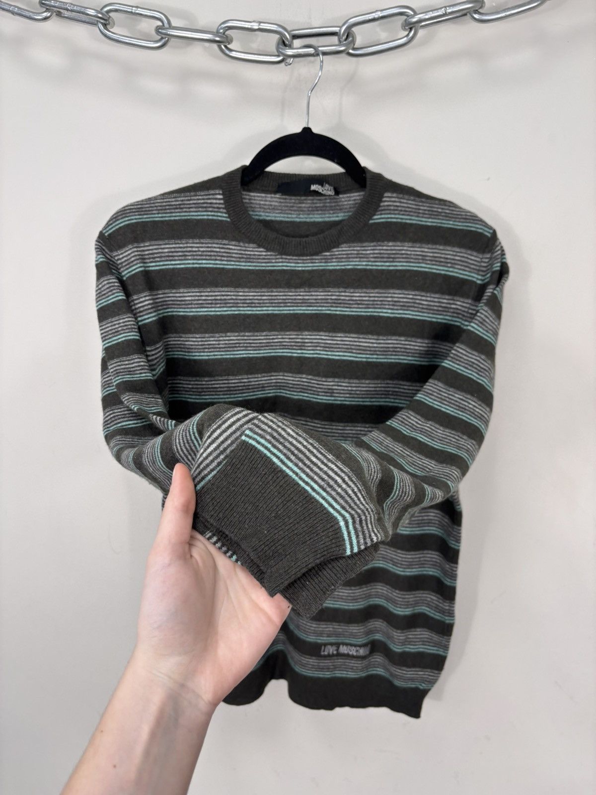 Love Moschino Love Moschino Women’s Multicolor Striped Wool Blend Sweater Size L / US 10 / IT 46 - 4 Thumbnail