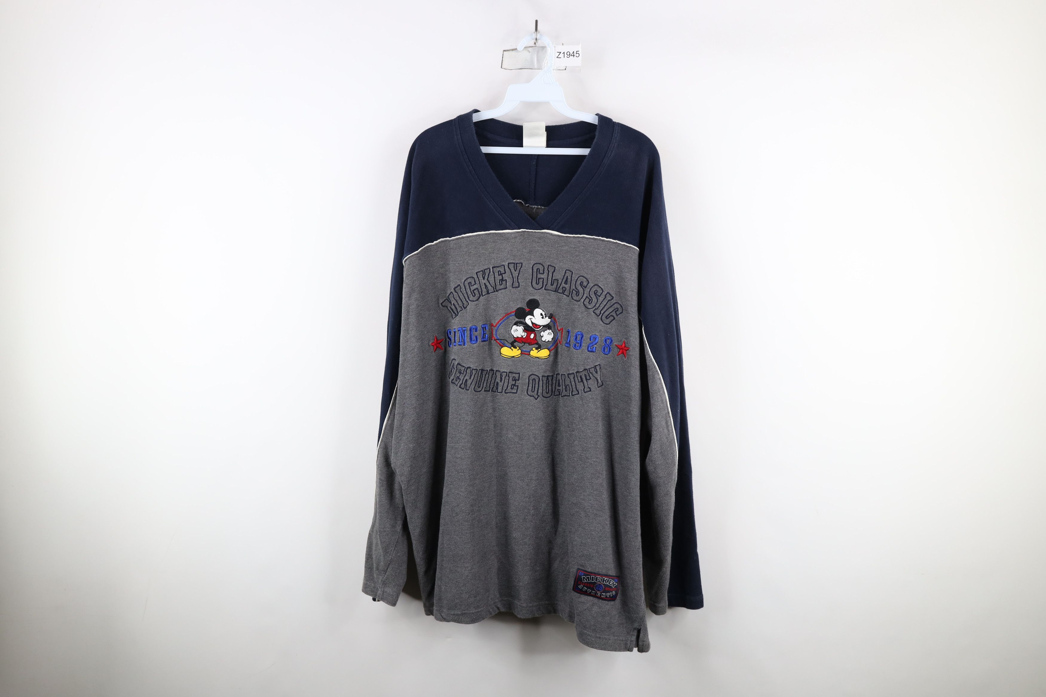 Disney × Vintage Vintage 90s Disney Mickey Mouse Ribbed Long Sleeve T-Shirt Size US XXL / EU 58 / 5 - 1 Thumbnail
