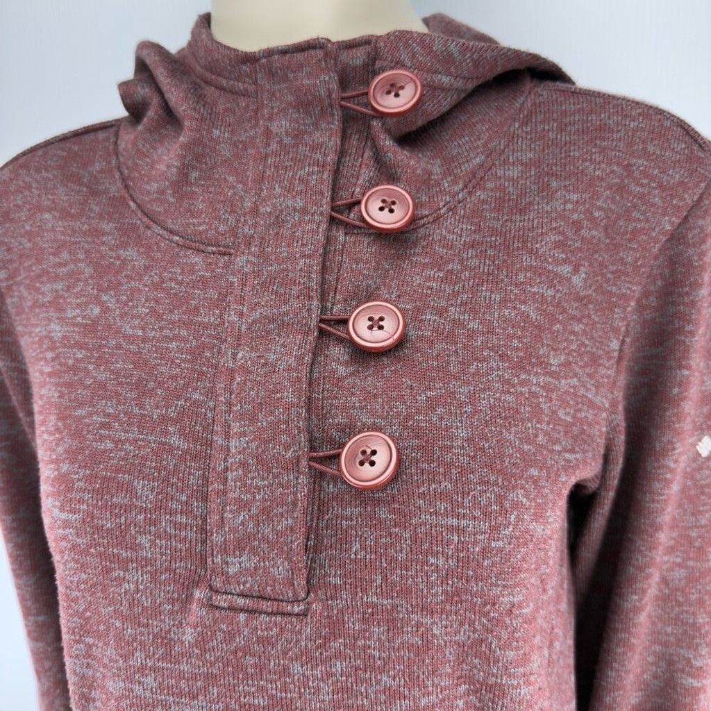 Columbia COLOMBIA Fleece Hoodie Sweater Button Burgundy Gorpcore Sz M Size M / US 6-8 / IT 42-44 - 6 Thumbnail