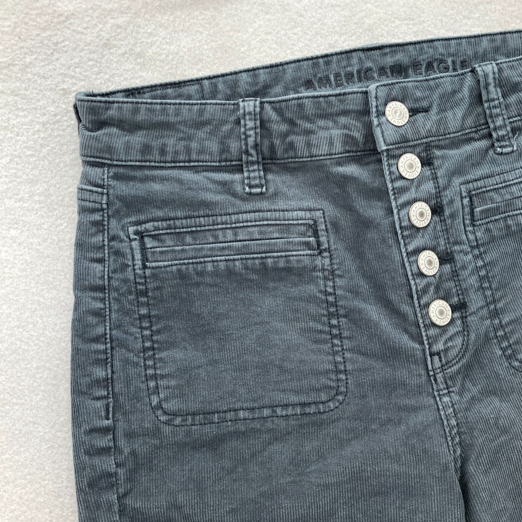 American Eagle Outfitters American Eagle Outfitters Corduroy Pants Women's 8 Gray Stretch Flared Button Fly Boho Y2K Size 30" / US 8 / IT 44 - 3 Thumbnail