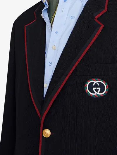 Gucci o1mt1gz0725 Wool Cotton Jacket With Patch in Navy Size US XXL / EU 58 / 5 - 5 Thumbnail