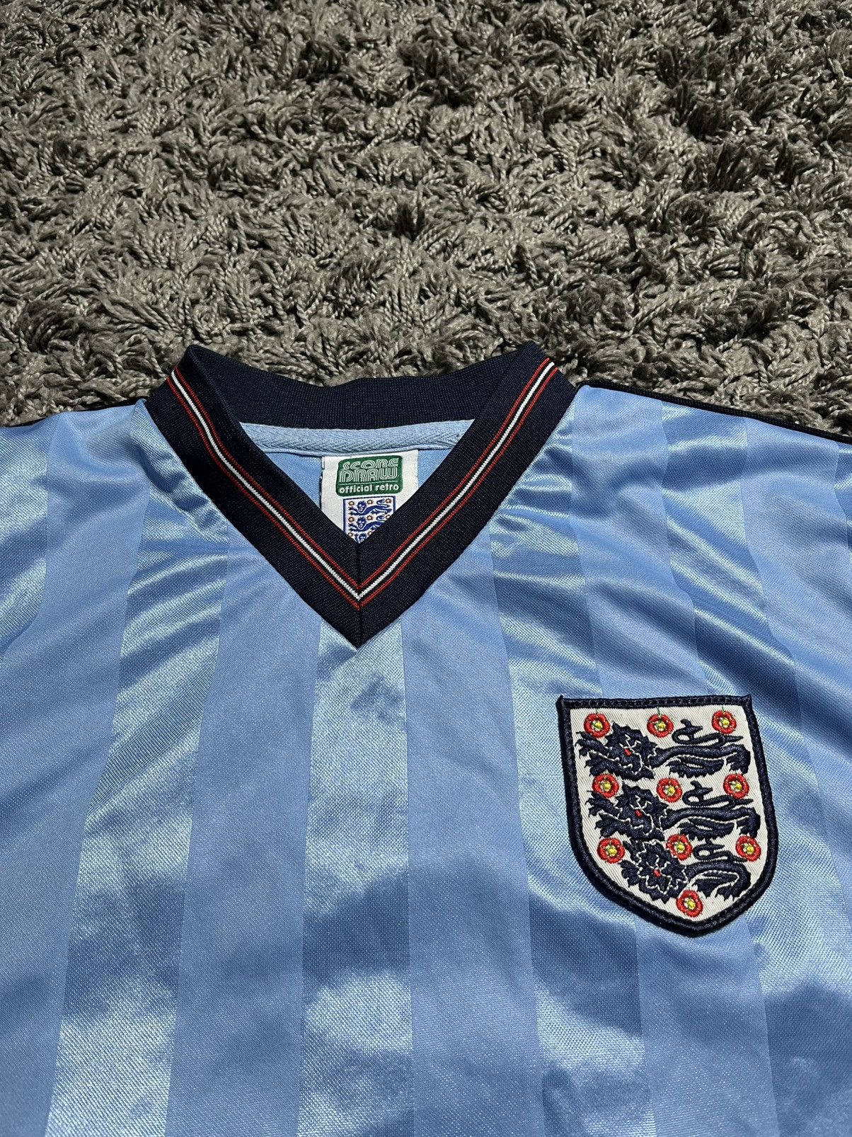 Vintage SCORE DRAW ENGLAND 1986 THIRD FORM NEW RELEASES JERSEY TEE Size US S / EU 44-46 / 1 - 2 Thumbnail