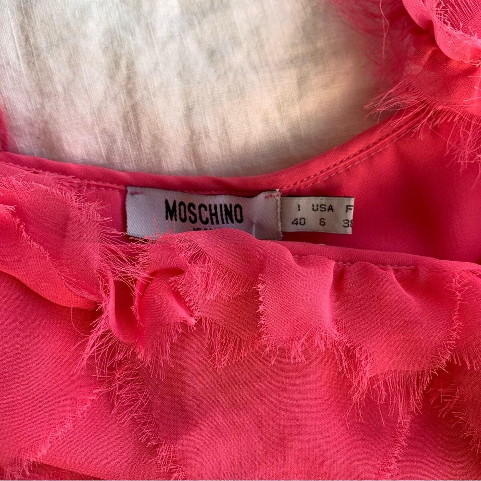 Moschino Vintage Moschino Hot Pink Frilly Triangle Chiffon Cami Top Size M / US 6-8 / IT 42-44 - 3 Thumbnail
