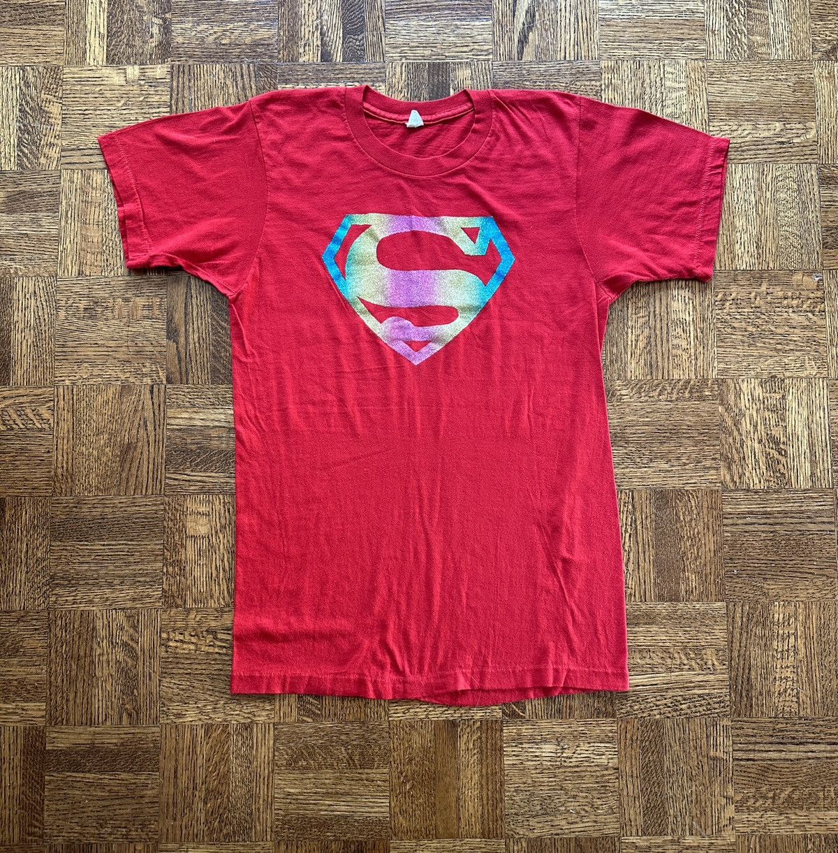 Vintage Vintage 70s Superman Rainbow Logo Graphic Tee Size US S / EU 44-46 / 1 - 3 Thumbnail