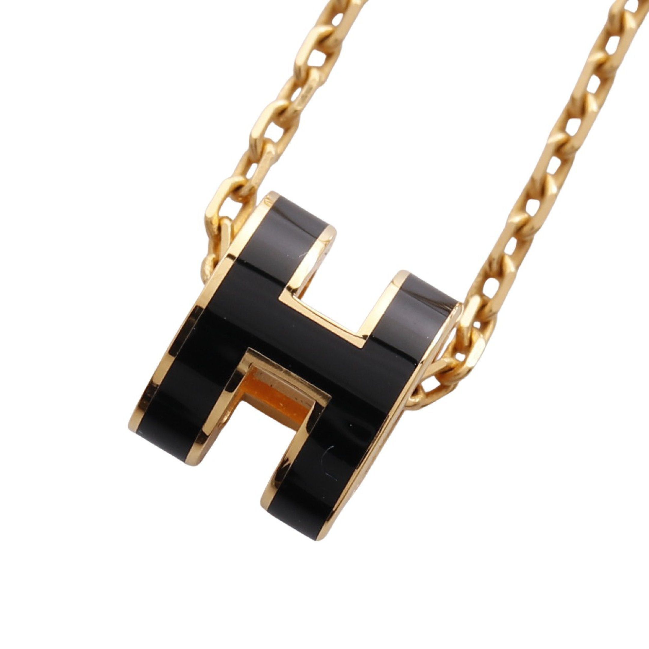 Hermes Hermes Mini Pop H Necklace Gp Gold Black Size ONE SIZE - 1 Thumbnail