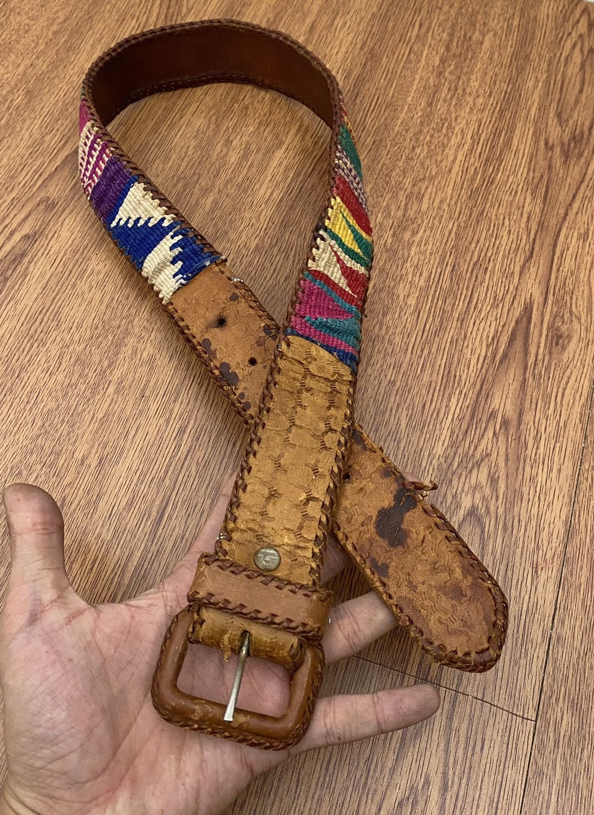 Handmade Hand Woven Leather Belts From Guatemala Size ONE SIZE - 2 Thumbnail