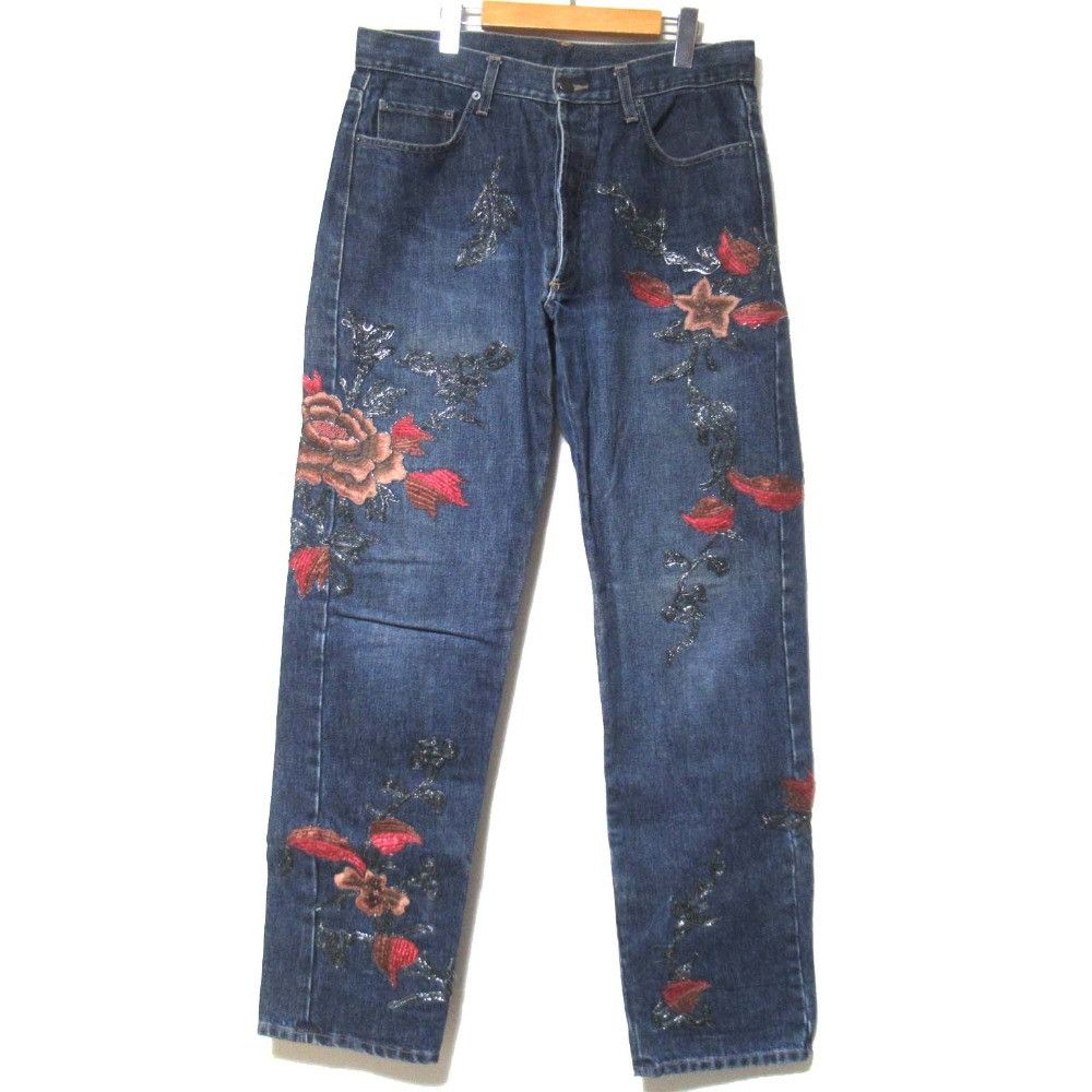 Gucci Gucci Gucci Flower Embroidery Denim Pants Textile Jeans DUTY FREE for USA Size ONE SIZE - 1 Thumbnail