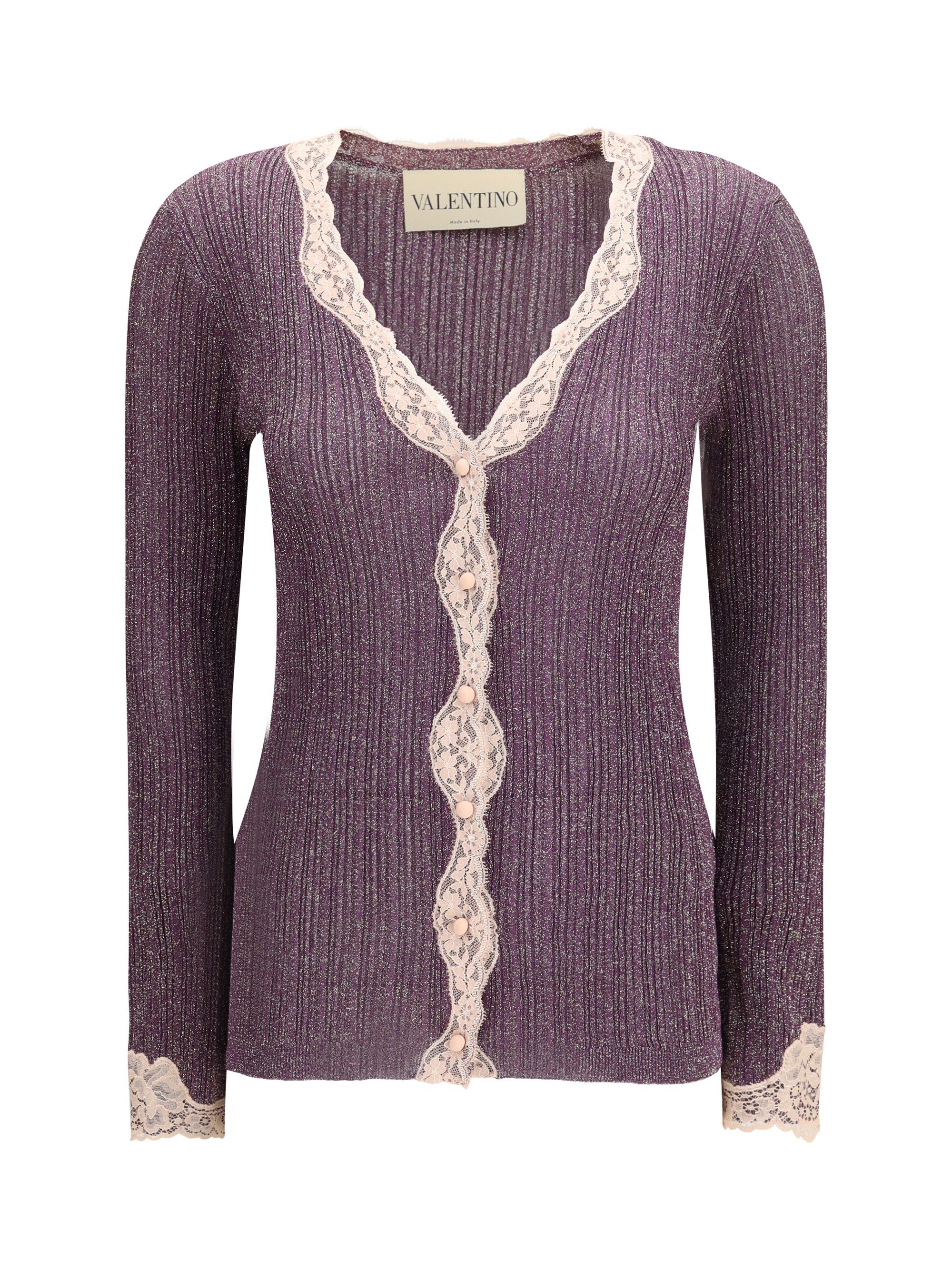 Valentino Lurex knit Cardigan with lace Size L / US 10 / IT 46 - 1 Thumbnail