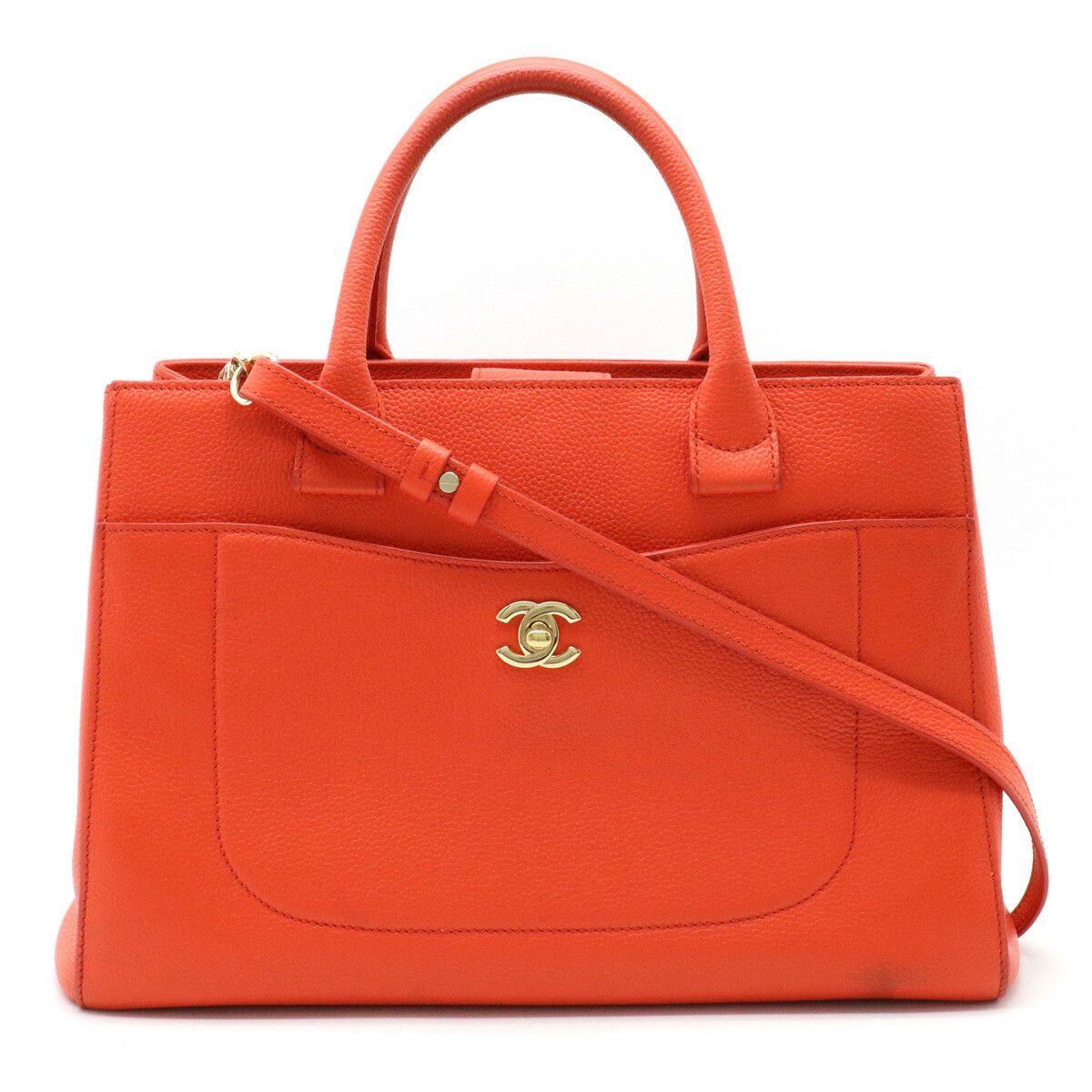 Chanel Chanel Caviar Skin Neo Executive 2Way Bag Orange A69930 Leather Shoulder Bag A69930, Women's