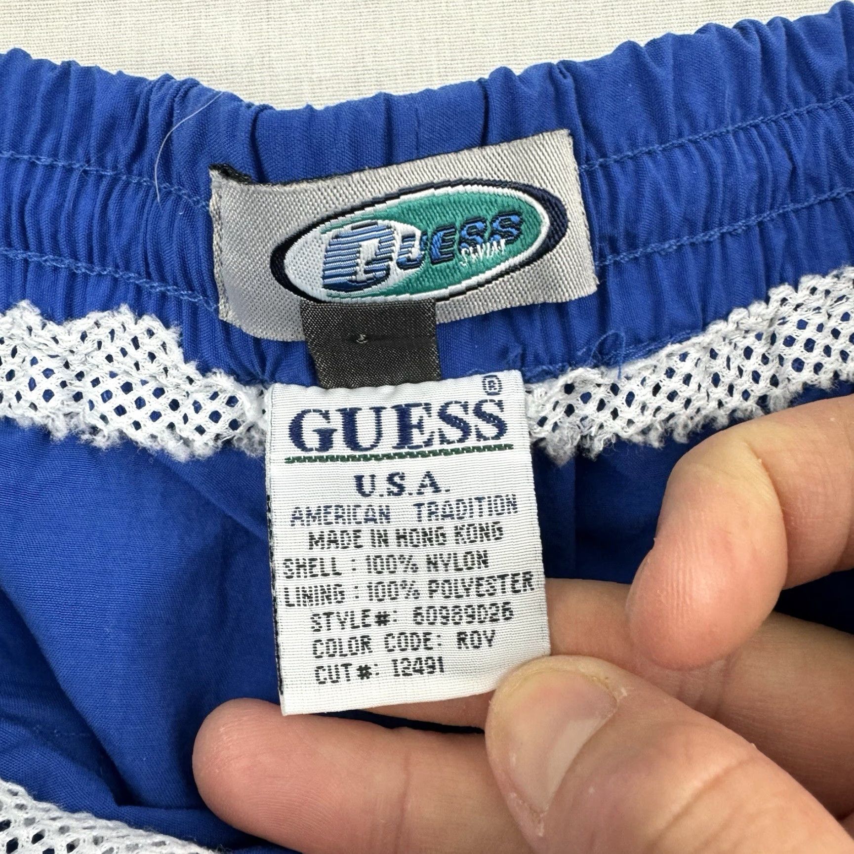 Guess VINTAGE GUESS Swim Trunks Adult 2XL Blue 90s Y2K Hipster Mens Size US 39 - 6 Thumbnail