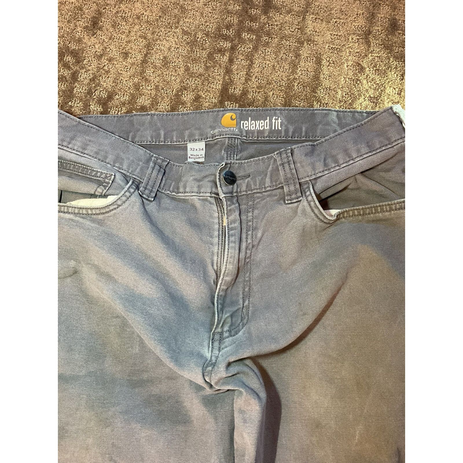 Carhartt 👖 Carhartt Men's Relaxed Fit Gray Cotton Pants 32x34 Size US 32 / EU 48 - 3 Thumbnail