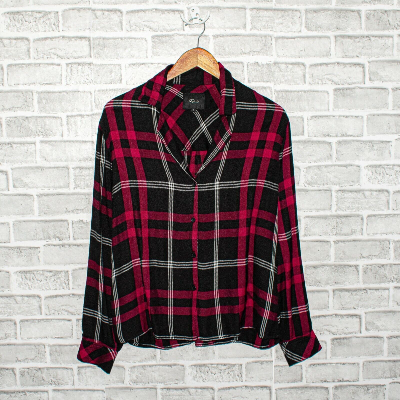 Rails Rails button up Flannel Shirt Red Black Plaid Camp Collar Size S / US 4 / IT 40 - 4 Thumbnail