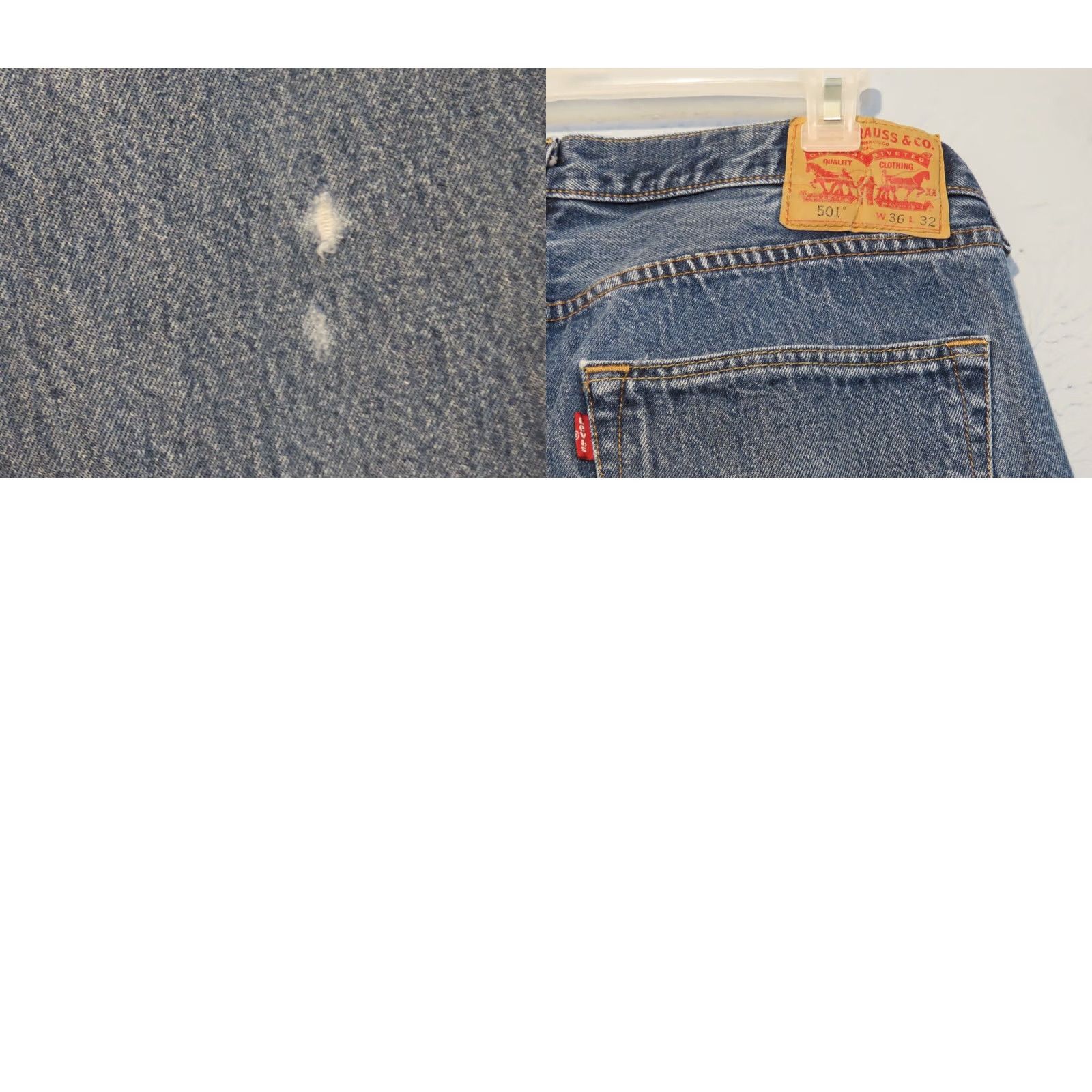 Levi's Levi's 501 Jeans Mens 36x32 Blue Medium Wash Regular Straight Button-Fly Denim Cotton Pockets Vintage No 501 Model American Classic Size US 36 / EU 52 - 8 Thumbnail