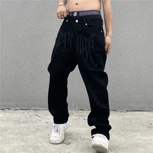 Japanese Brand Hirase x Asuka Retro Black Embroidered Letter Jeans Size US 28 / EU 44 - 4 Thumbnail