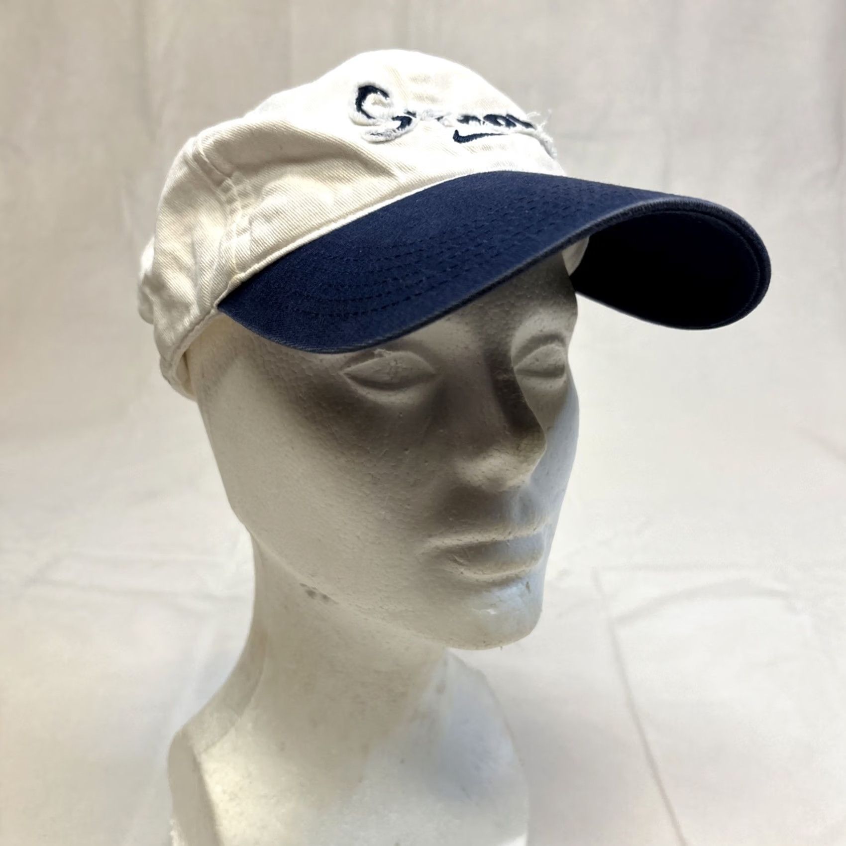 Nike VINTAGE RARE 90s Y2K Nike Soccer White/Blue Hat Adjustable StrapBack Cap Mens Baseball Cap White Adjustable Cap Size ONE SIZE - 2 Thumbnail