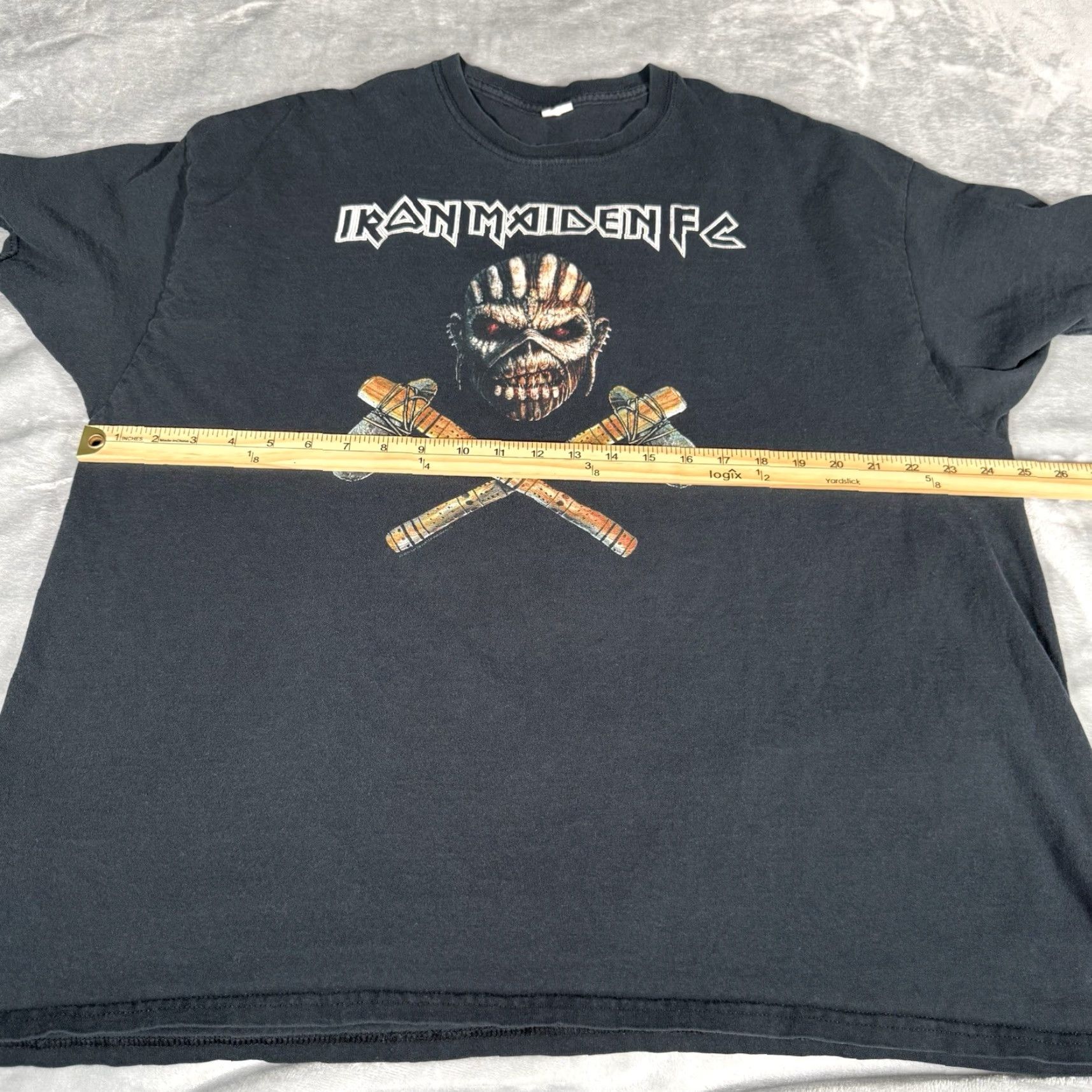 Vintage VINTAGE Iron Maiden Fan Club T Shirt Mens 2XL Faded Black Y2K Graphic Print Crew Neck Short Sleeve Cotton Rock Band Logo Decade 2000s Mens Size US XXL / EU 58 / 5 - 5 Thumbnail