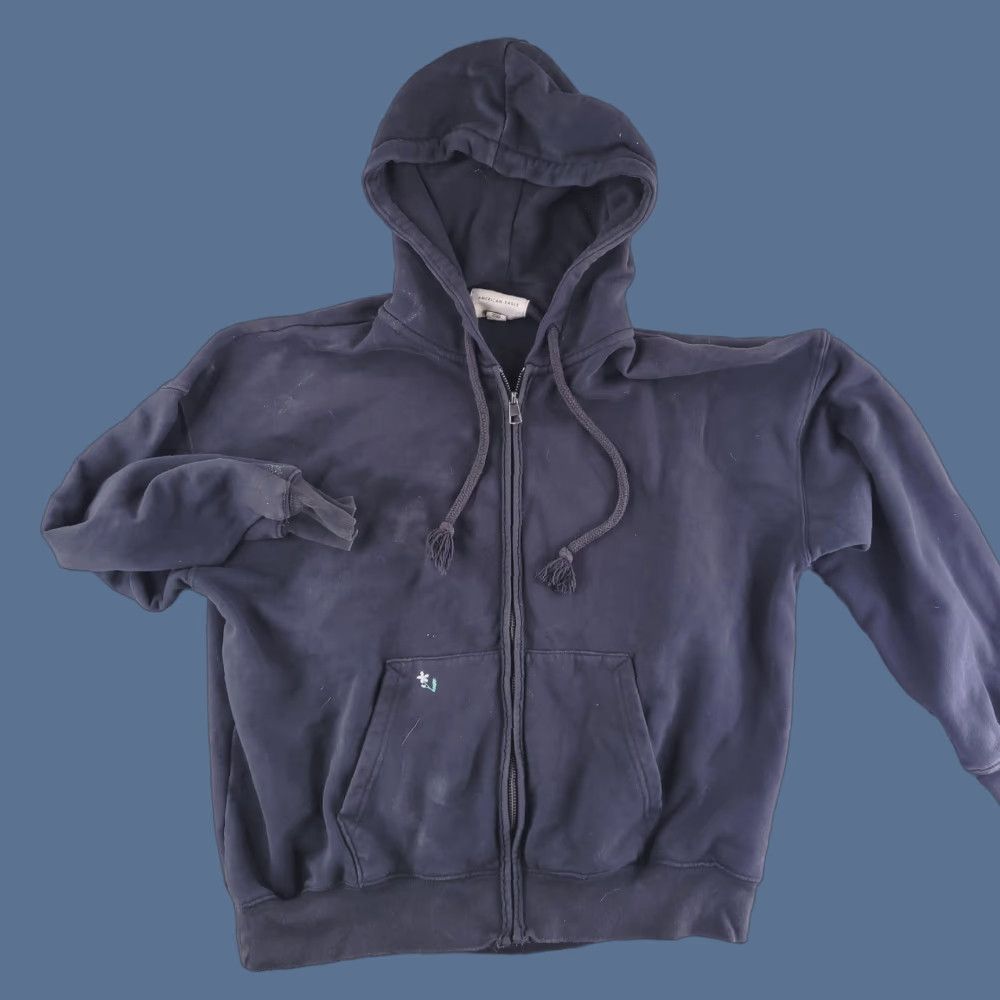 American Eagle Outfitters American Eagle Hoodie Mens XS Black Zip Floral Boxy Fit Fade Sweatshirt Size US XS / EU 42 / 0 - 1 Thumbnail