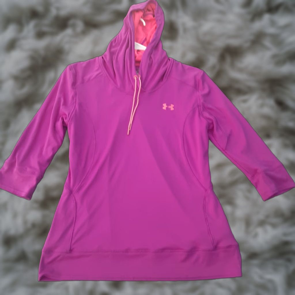 Under Armour Womens Under Armour Heat Gear Pullover Hoodie Athletic Shirt Running L Purple Breathable Lightweight Hooded Athletic Womens Size L / US 10 / IT 46 - 1 Thumbnail