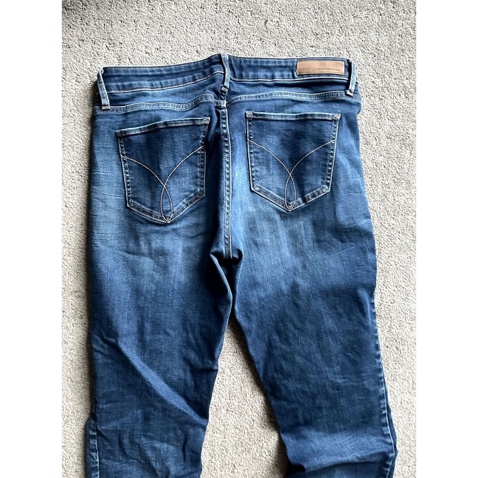 Calvin Klein Calvin Klein Jeans Pants Womens 29x30 Blue Dark Wash Denim Straight Leg Mid Rise Size 29" - 2 Thumbnail