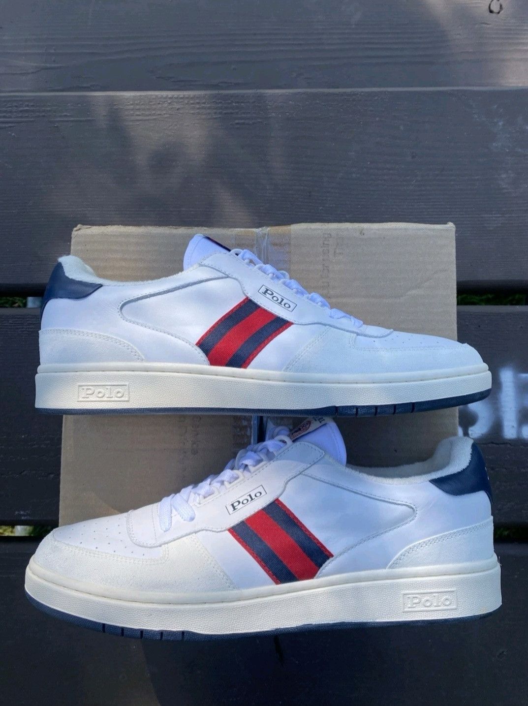 Ralph Lauren Ralph Lauren Polo Court Sneakers White Navy Red Retro 005 Size US 11.5 / EU 44-45 - 3 Thumbnail