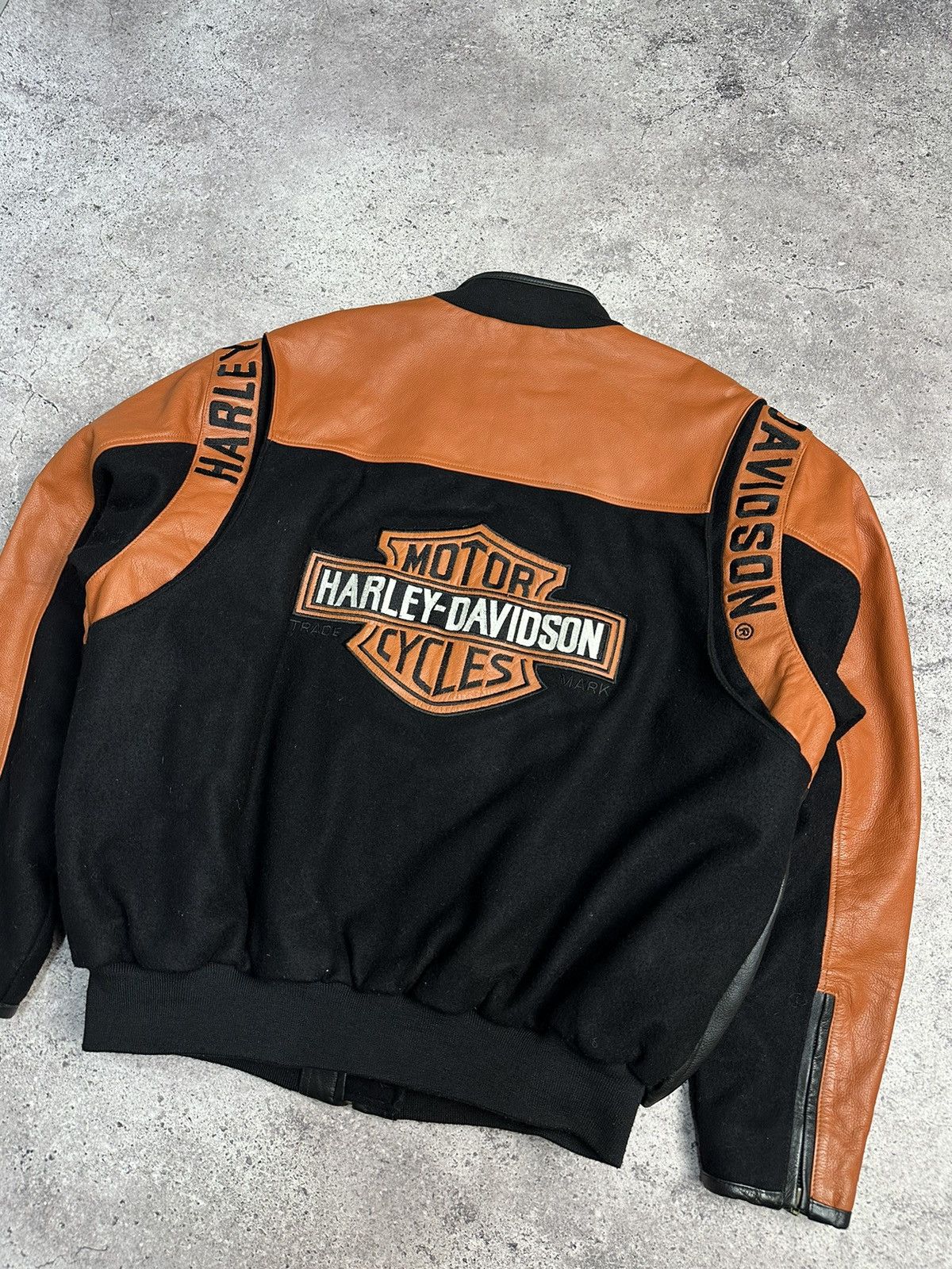 Harley Davidson × Vintage Vintage Harley Davidson Leather/Wool Bomber Jacket Archival Size US XL / EU 56 / 4 - 7 Thumbnail
