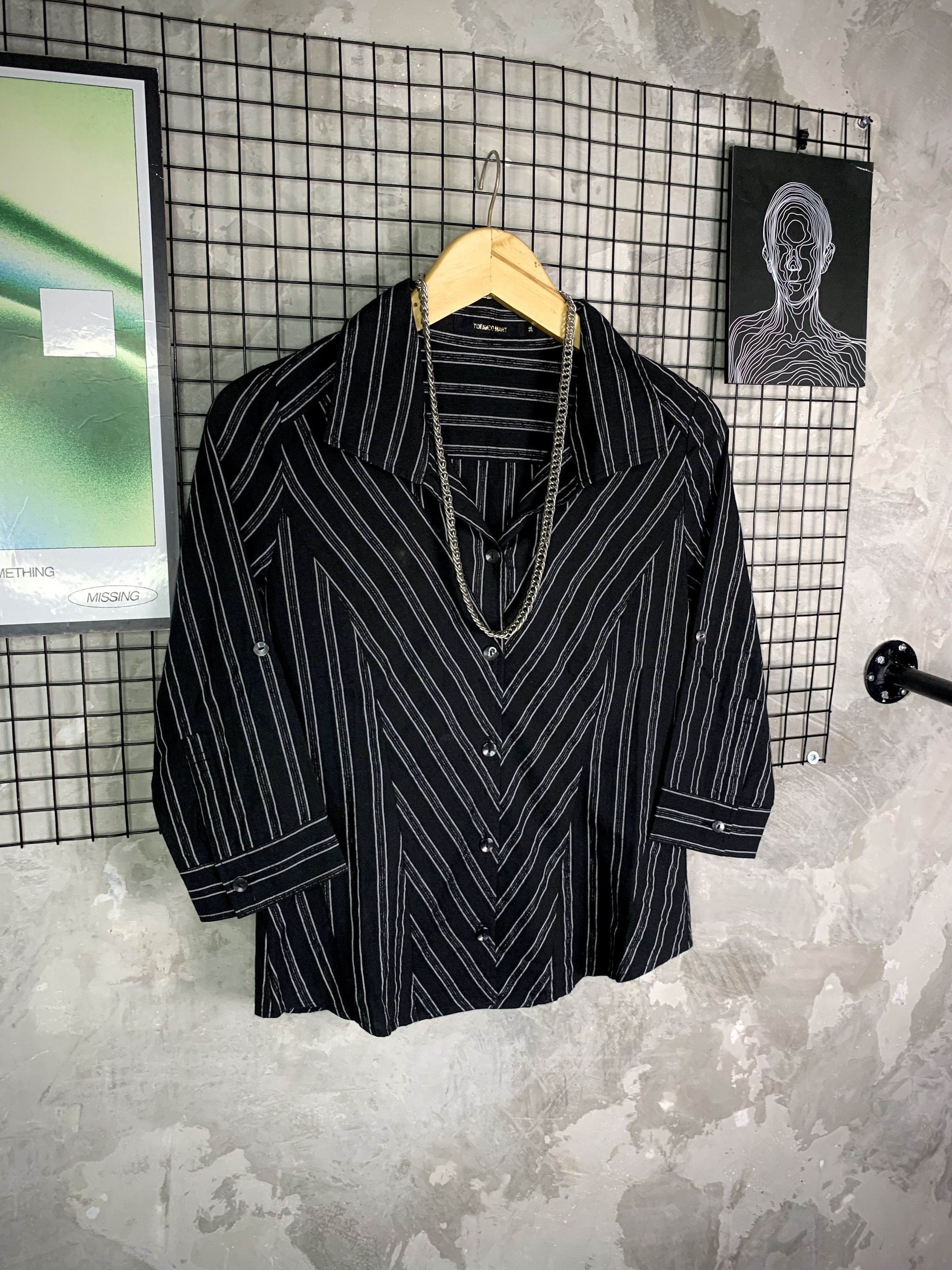 Tornado Mart Y2K Tornado Mart Asymmetric Pinstripe Button Up Cyber Size S / US 4 / IT 40 - 4 Thumbnail