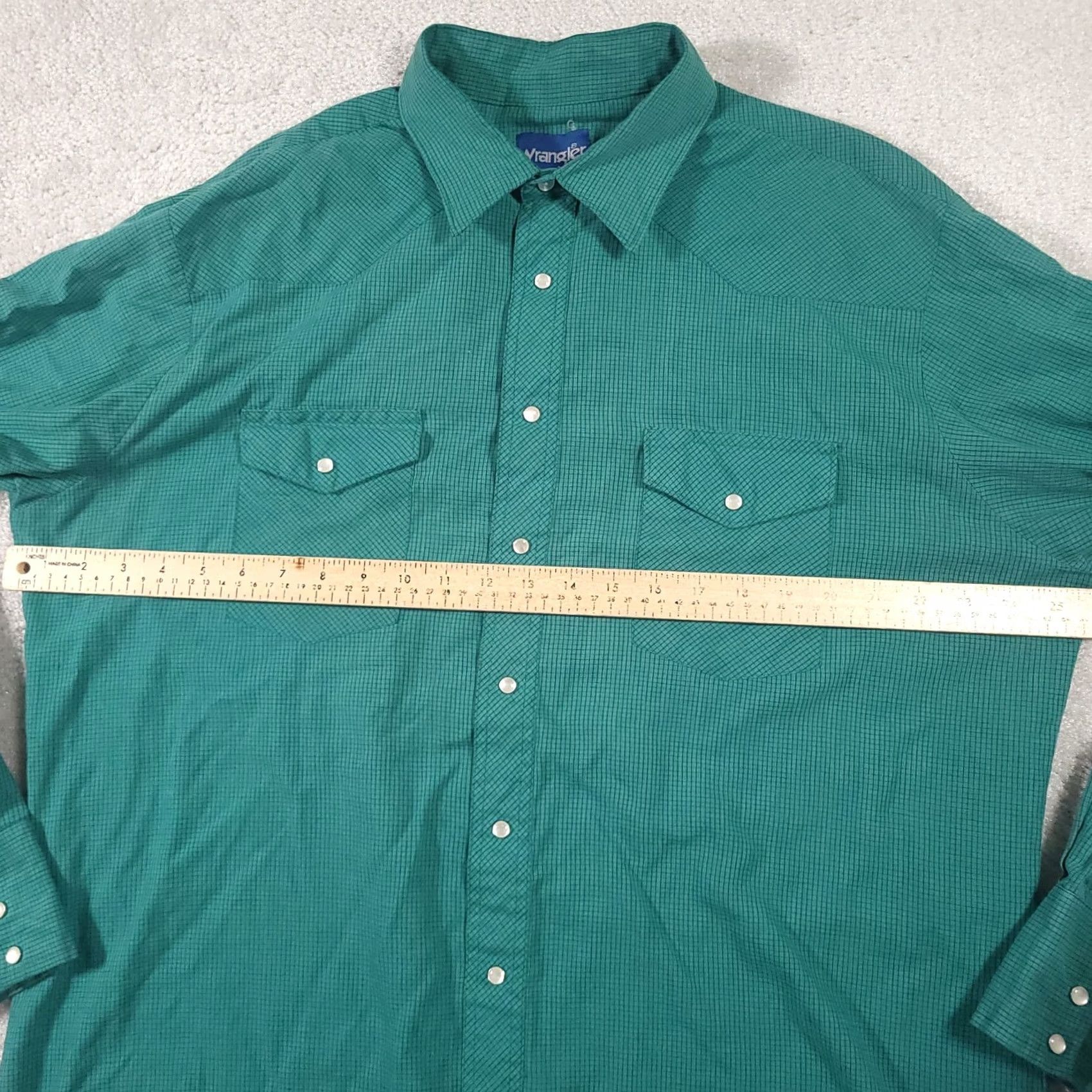 Wrangler VINTAGE Wrangler Wrancher Pearl Snap Western Shirt Mens 1XB Big Man Green Check Size US XL / EU 56 / 4 - 6 Thumbnail