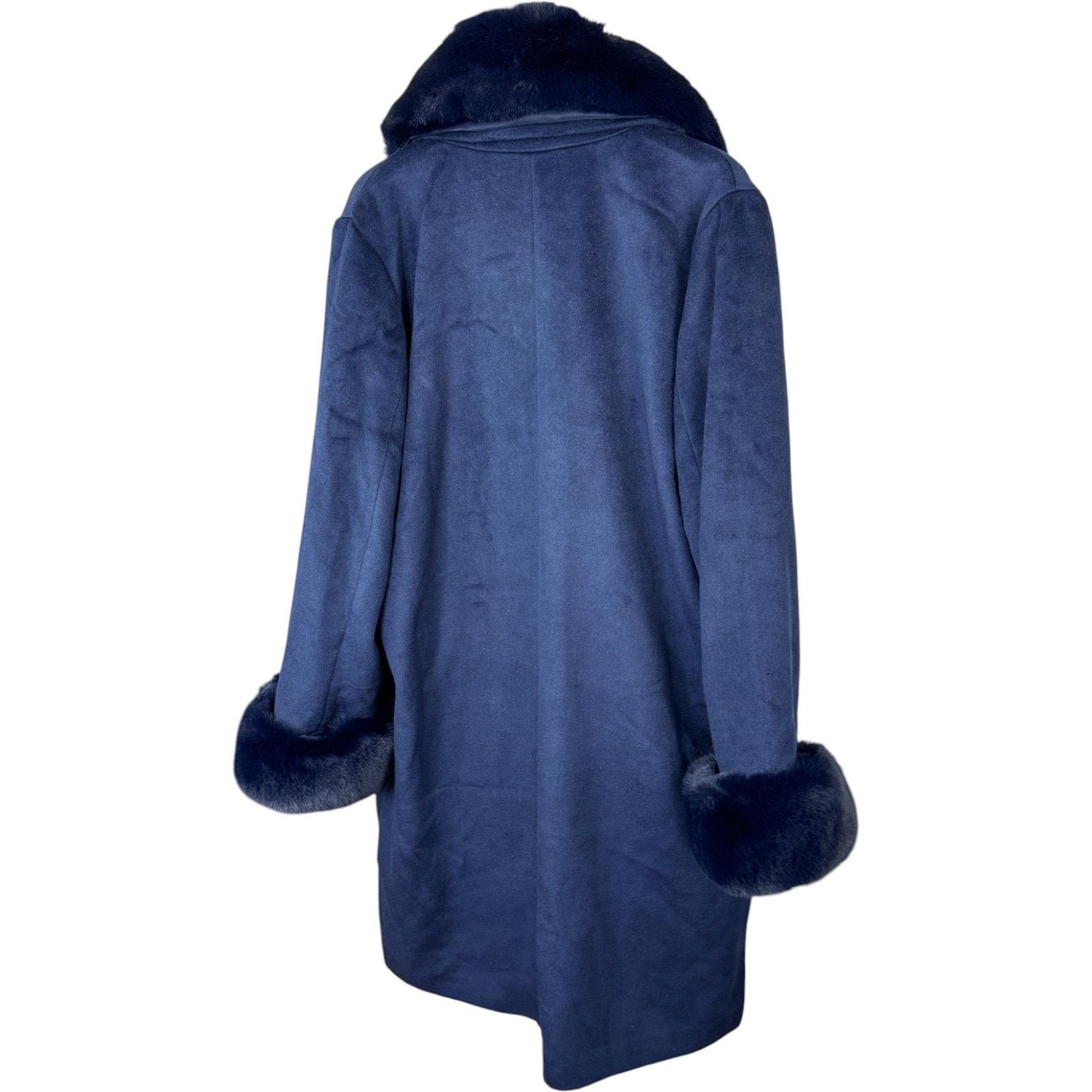 Other Thread Collective Faux Fur Trimmed Coat Navy Large Size L / US 10 / IT 46 - 10 Thumbnail