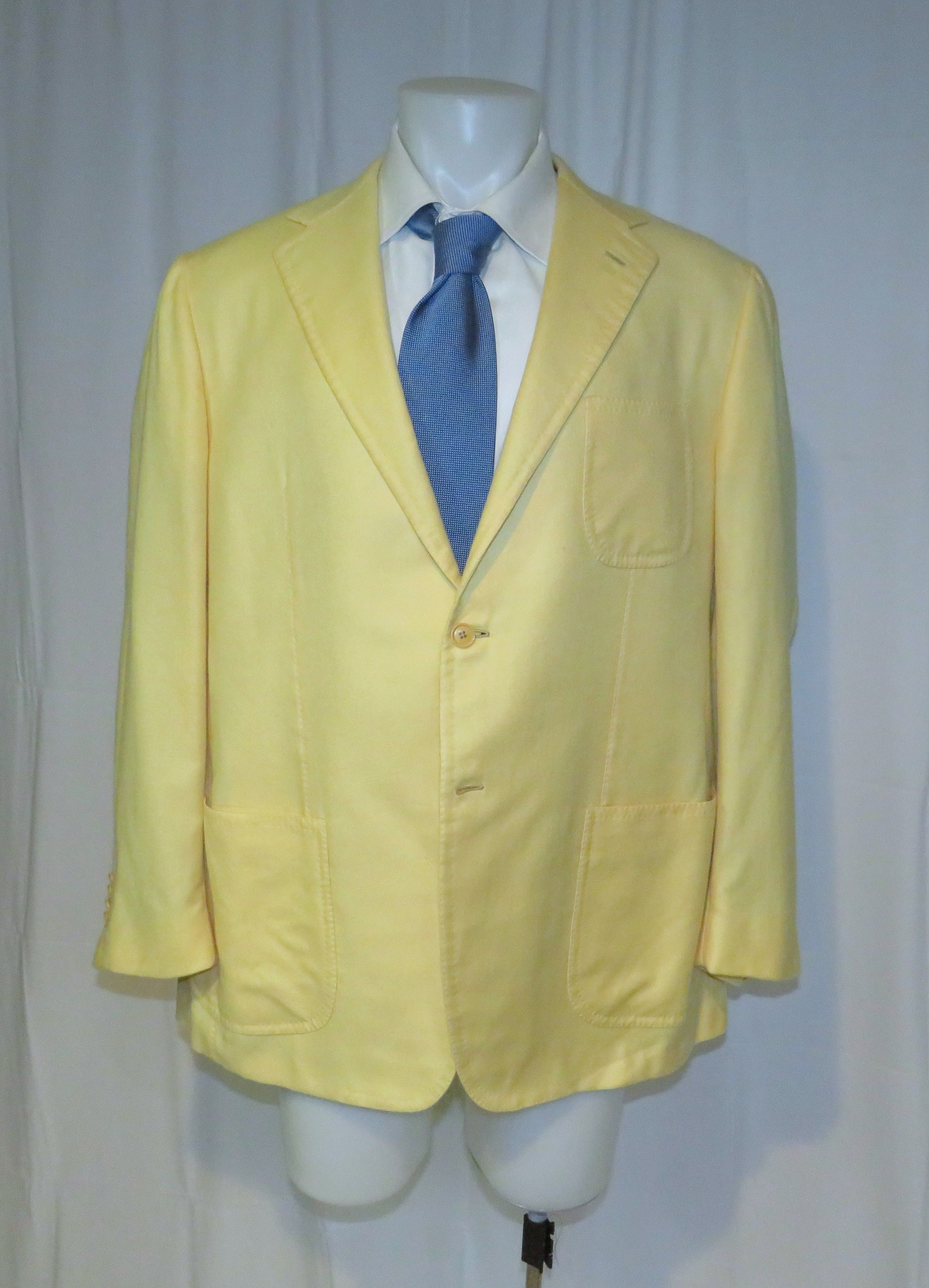 Tincati x Partenopea Bespoke Yellow Weave Cashmere Sport Coat 44L Size 44L - 7 Thumbnail