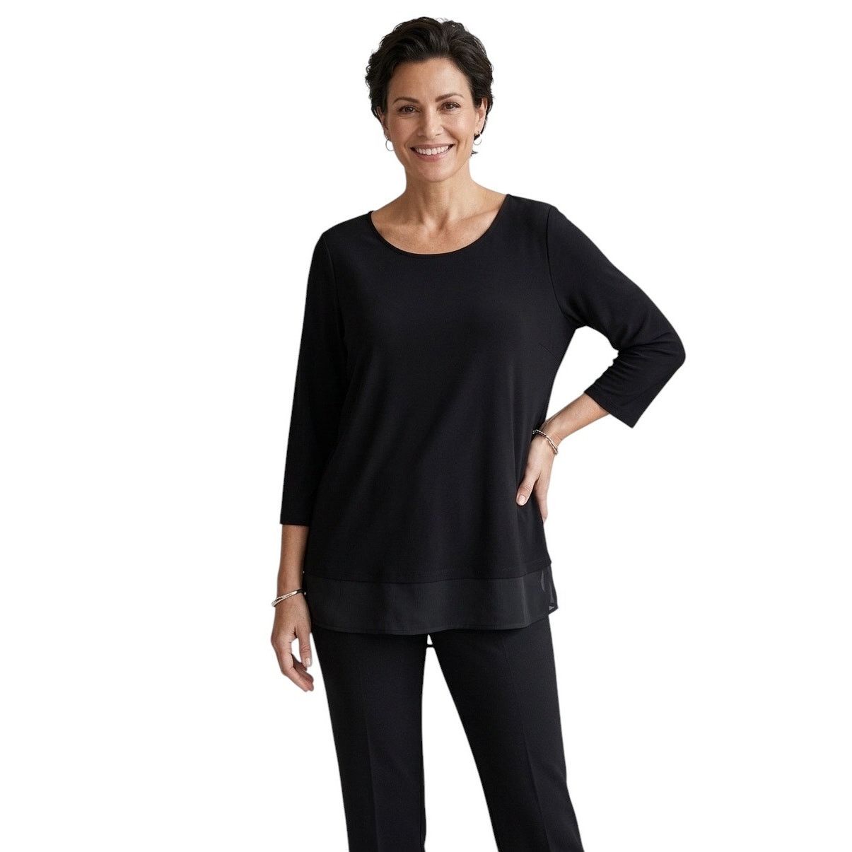 Chicos Chico's Easywear Julie peplum 3/4" sleeve top NWT Size XXL / US 16-18 / IT 52-54 - 1 Thumbnail