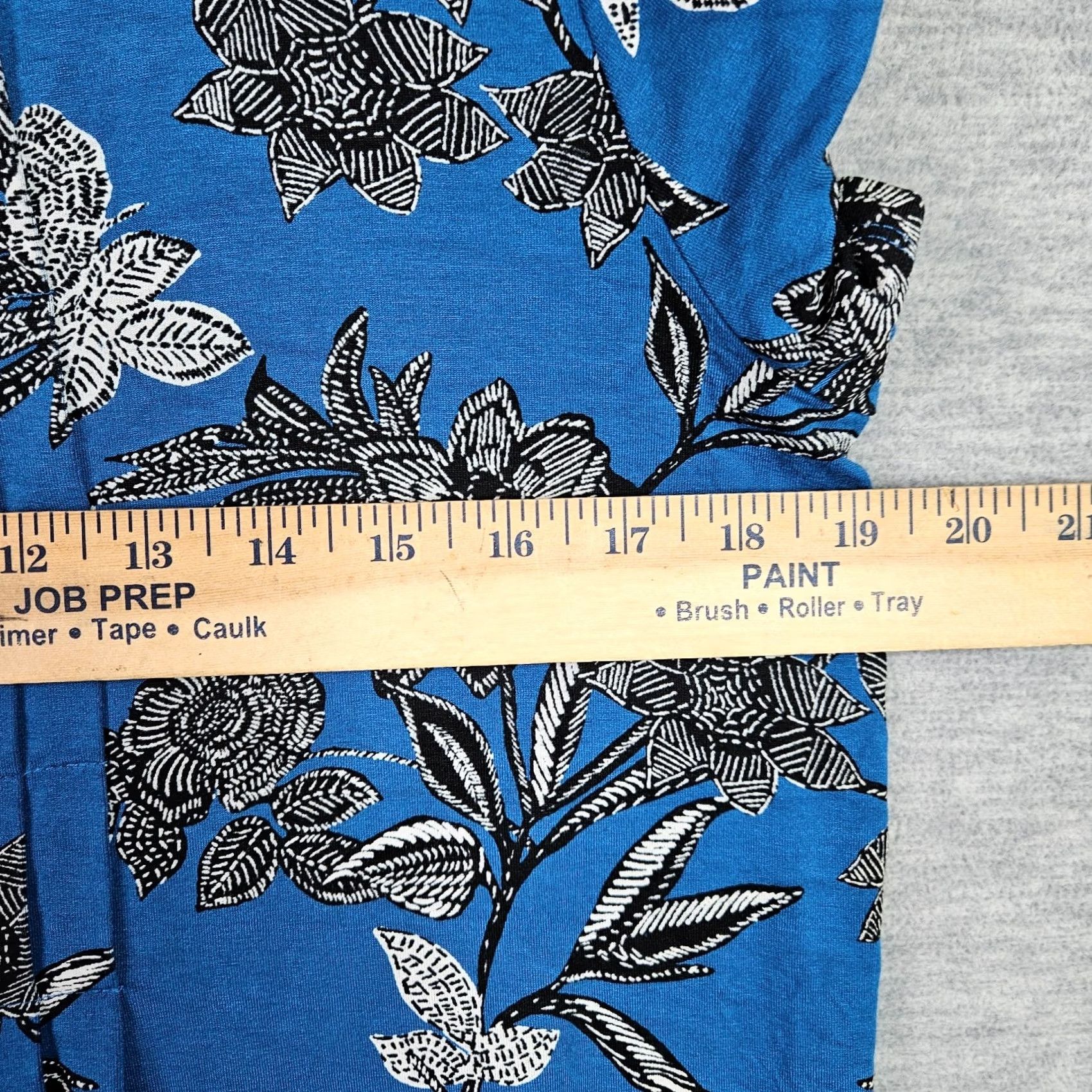 J. Jill J Jill Wearever Collection Blue Floral Short Sleeve Pleated Front Knit Dress M Size 32" / US 10 / IT 46 - 6 Thumbnail