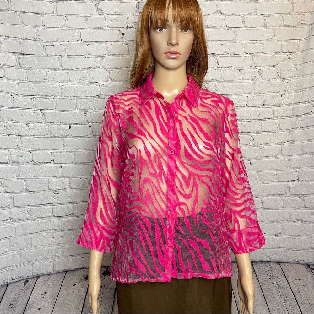 Other Studio Works Pink Stripes Rayon Blouse Size S Size S / US 4 / IT 40 - 1 Thumbnail