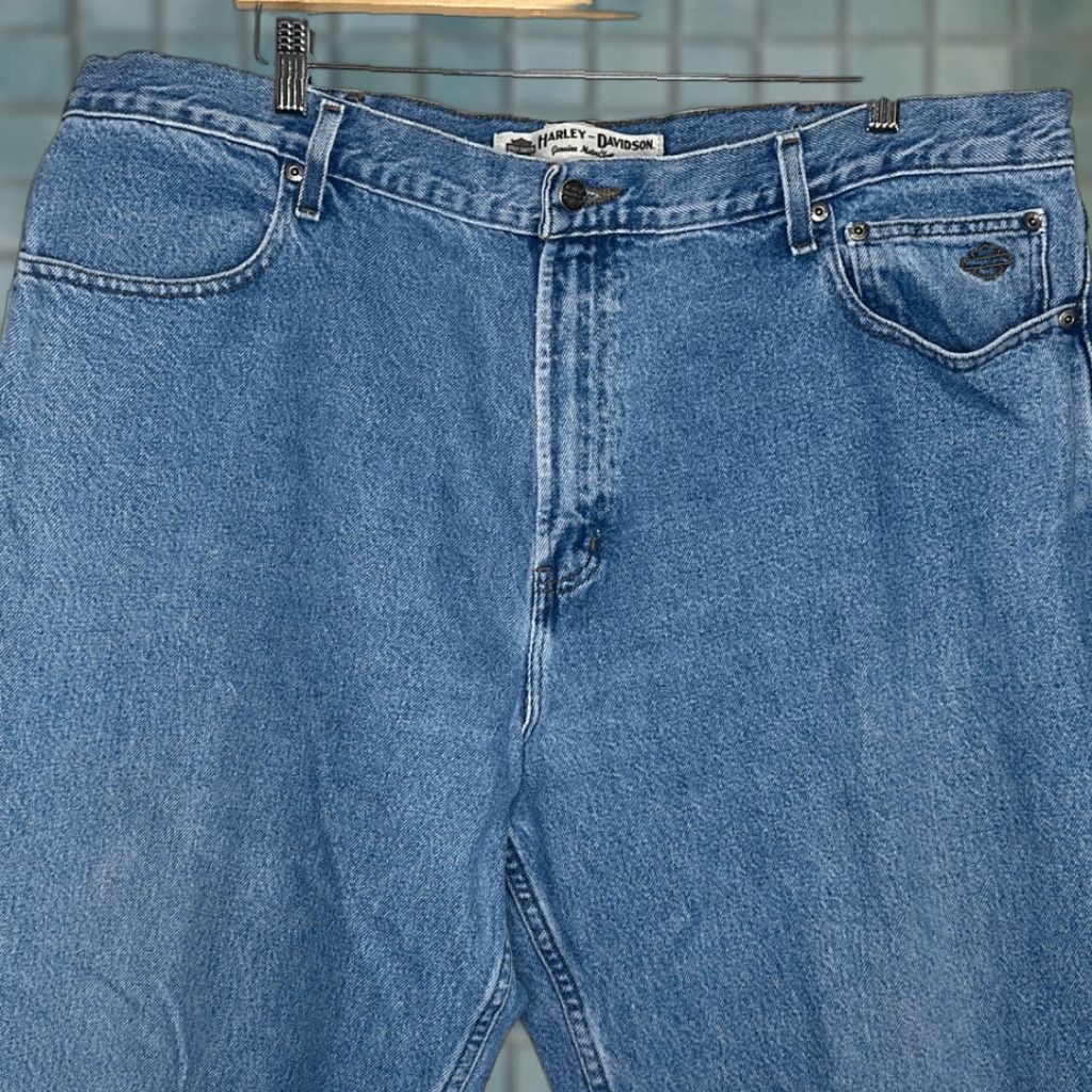 Harley Davidson Harley-Davidson Mens Jeans Straight Leg 42x30 100% Cotton Blue Big & Tall Mens Size US 42 / EU 58 - 1 Thumbnail