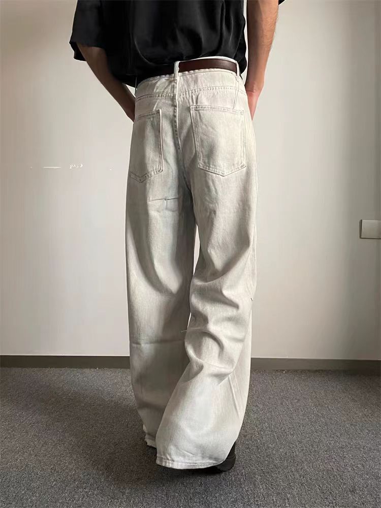 Designer × Jean × Vintage Vintage Washed Dirty White Tie-Dye Relaxed Jeans Size US 34 / EU 50 - 5 Thumbnail