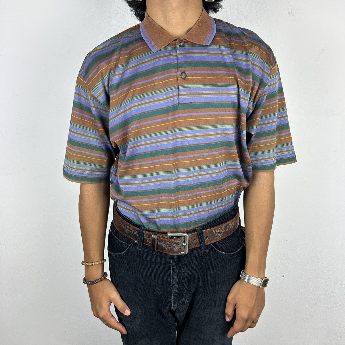 Christian Dior Monsieur × Vintage 1990s Christian Dior Monsieur - Striped Polo Size US L / EU 52-54 / 3 - 1 Thumbnail
