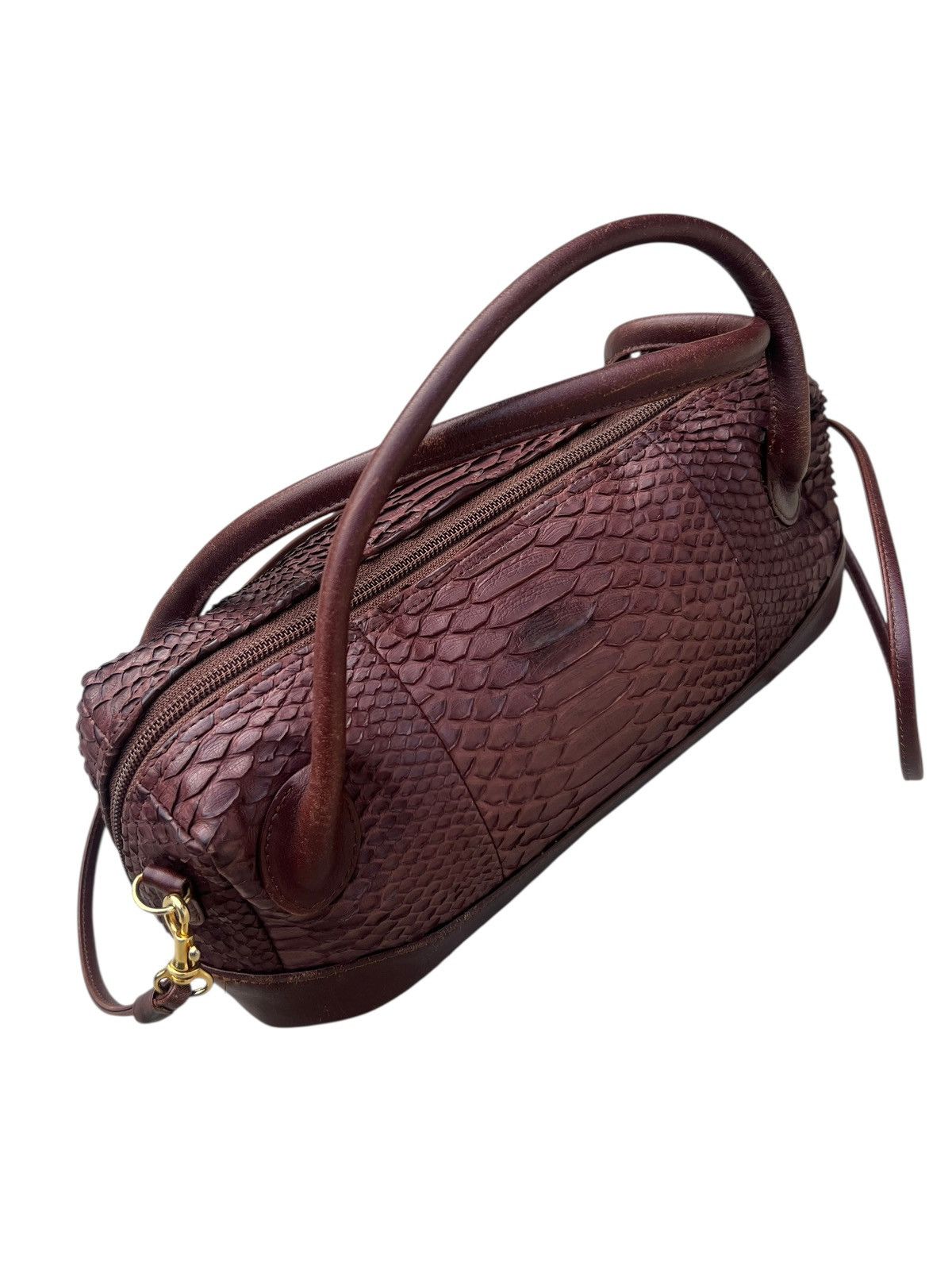 Leather Vintage GRES PARIS Python Skin Leather 2 Way Mini Boston Bag Size ONE SIZE - 21 Thumbnail