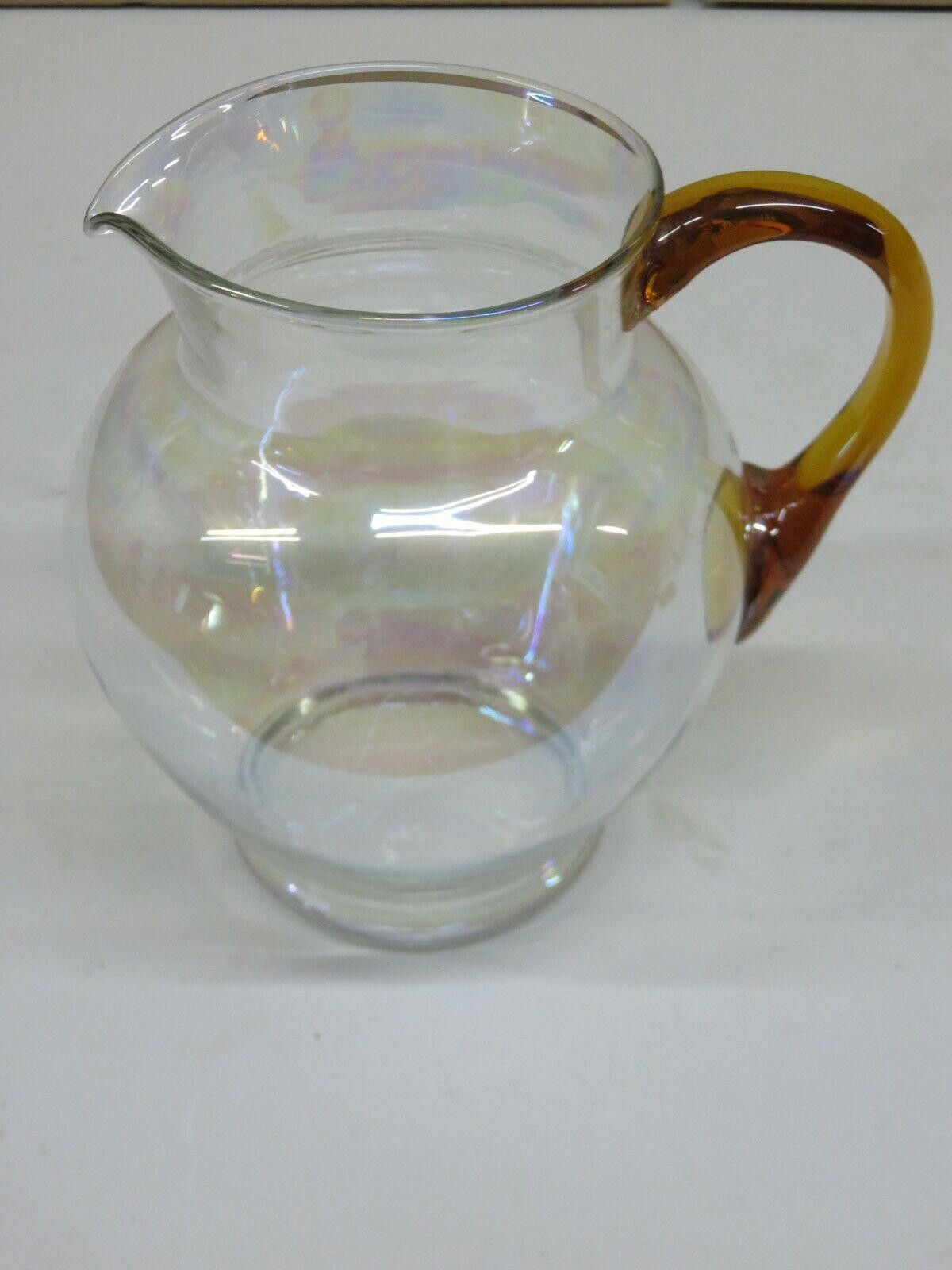 The Unbranded Brand Vintage Large Amber And Clear Glass Water Jug 7 1/2" Size ONE SIZE - 3 Thumbnail