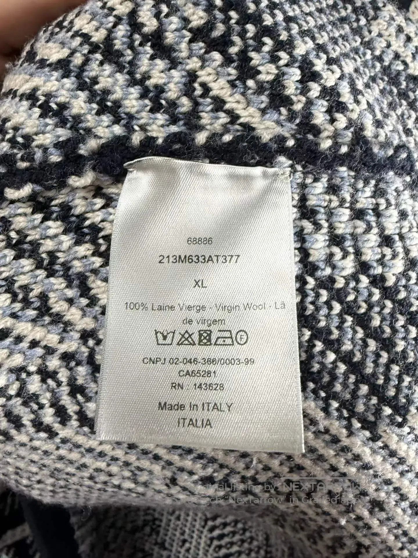 Dior Dior Navy Blue Full Print High Neck Wool Sweater| Size US XL / EU 56 / 4 - 4 Thumbnail
