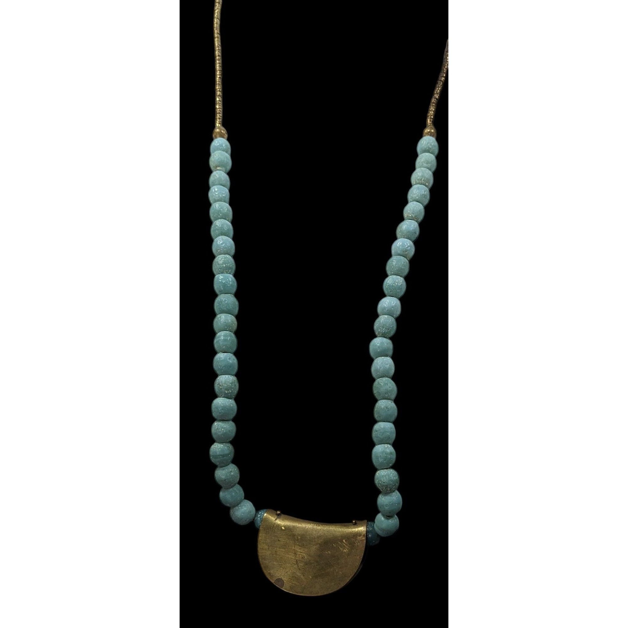 Other Brutalist Bohemian Blue Stone Beaded Bronze Pendant Necklace Size ONE SIZE - 5 Thumbnail