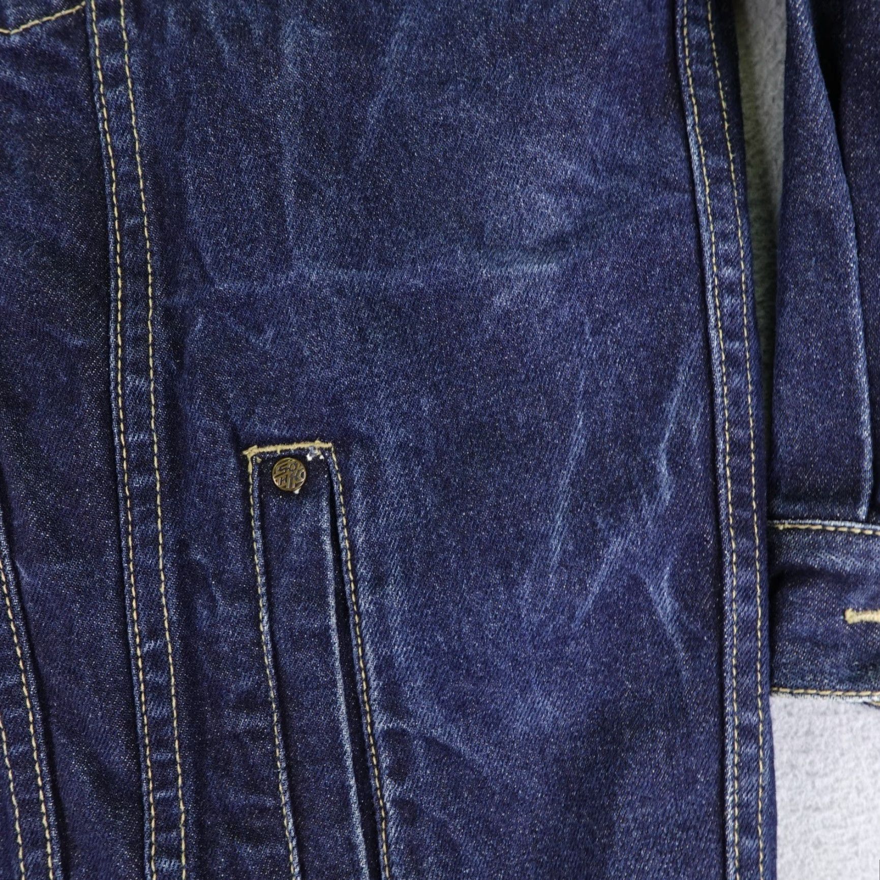 Denime VINTAGE School Of Hard Knocks Jacket 3XL Blue Denim 90s Mens Size US 39 - 6 Thumbnail