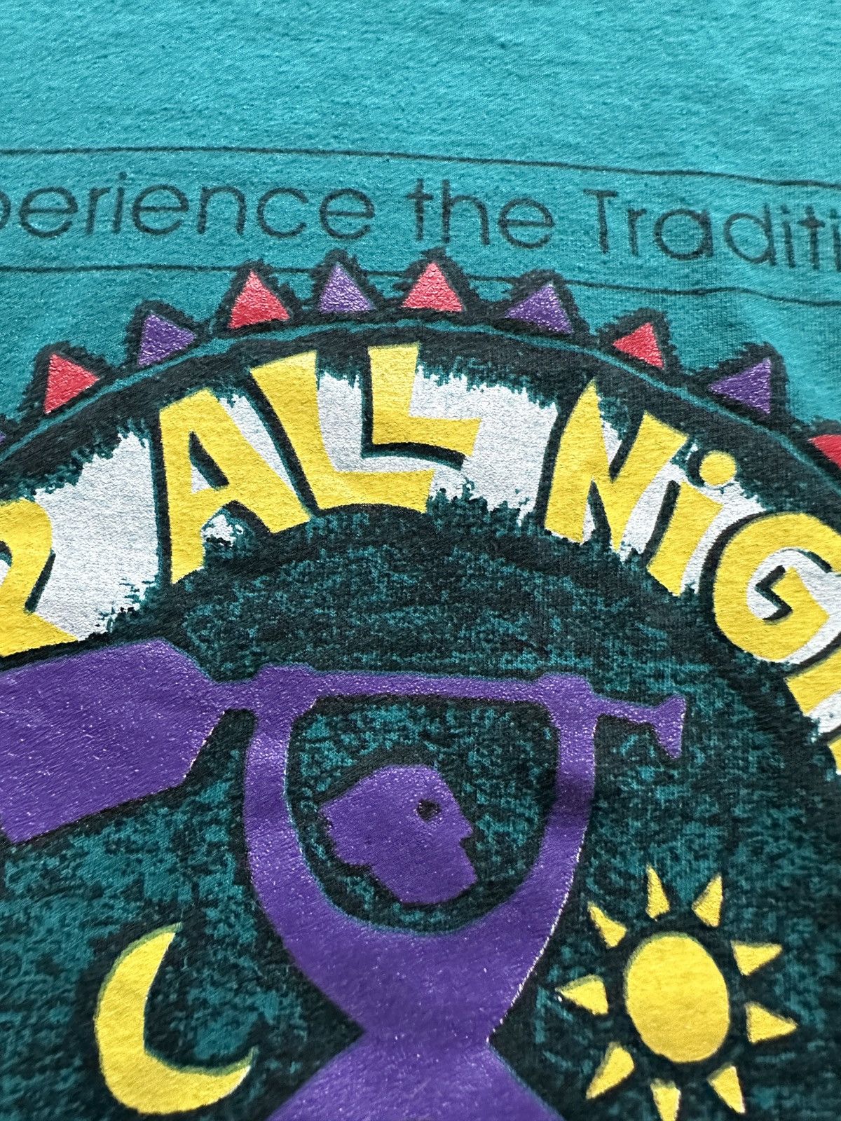 Vintage Vintage 90s Up All Night Camp Graphic Tee Size US XXL / EU 58 / 5 - 3 Thumbnail