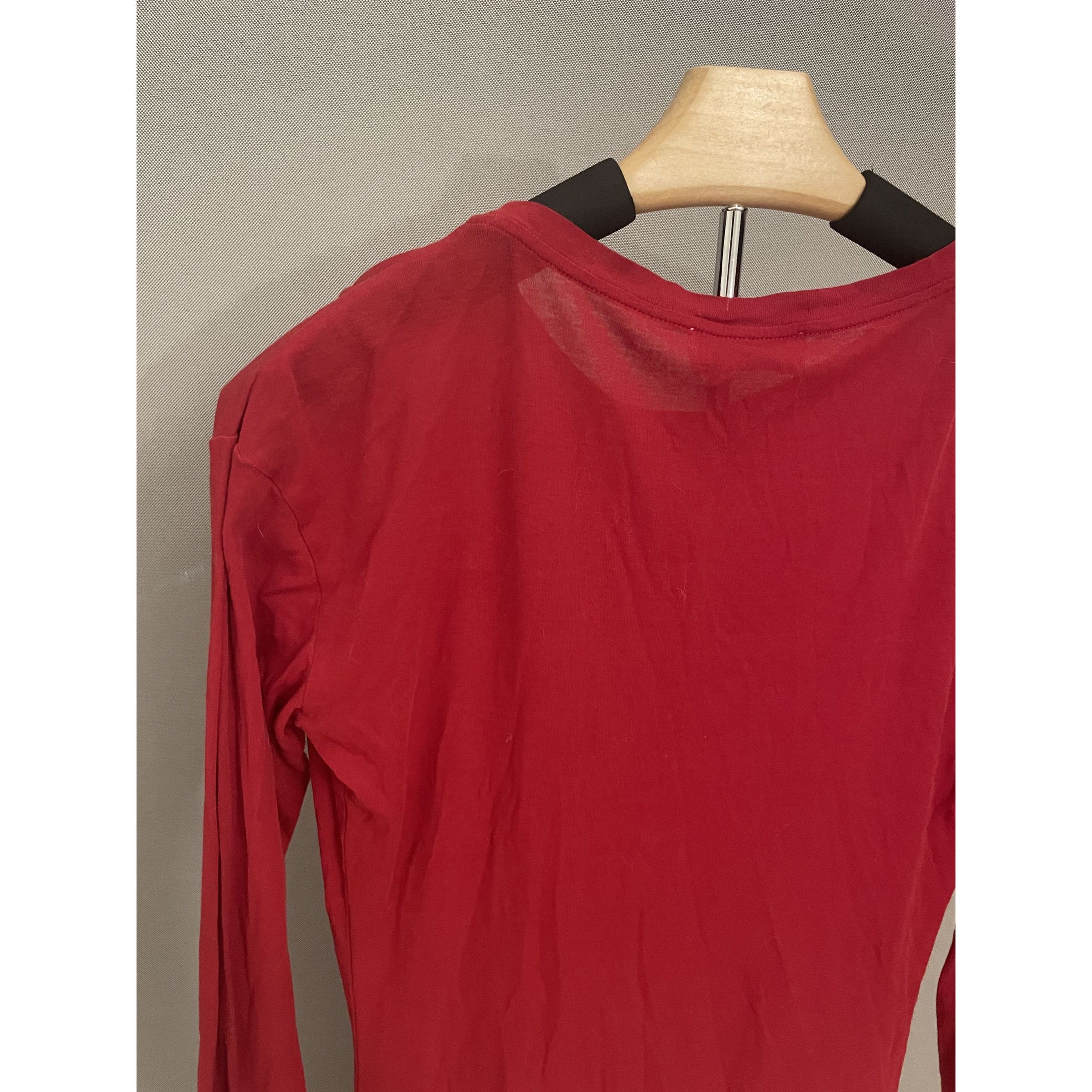 Miu Miu Miu Miu Womens Red Long-Sleeve Crewneck T-Shirt With Logo Pa Size S / US 4 / IT 40 - 6 Thumbnail