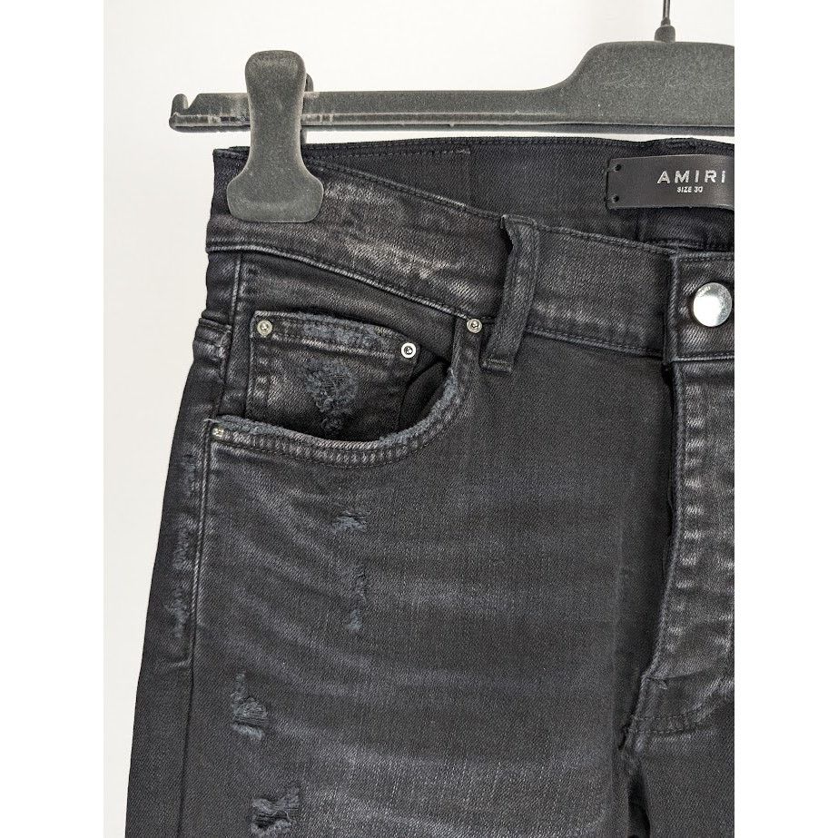 Amiri o1rshd1 Leather Camo MX1 Jean in Aged Black Size US 30 / EU 46 - 9 Thumbnail