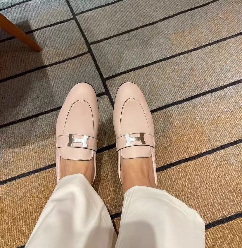 Hermes HERMES Paris Pink Leather Flat Loafer 35.5 Size US 5 / IT 35 - 6 Thumbnail