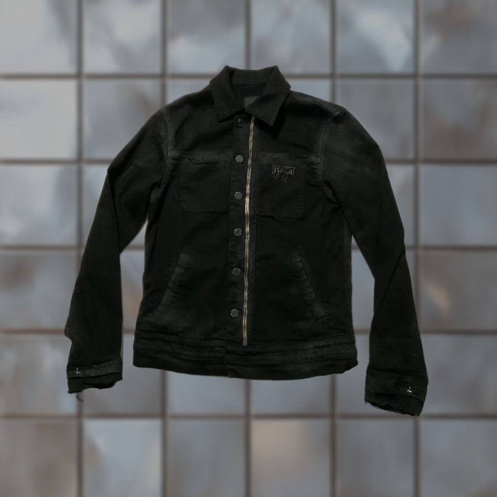 Rta VINTAGE RTA Los Angeles Black Revenge Distress Cross Denim Trucker Jean Jacket XS Men Size US 27 - 1 Thumbnail