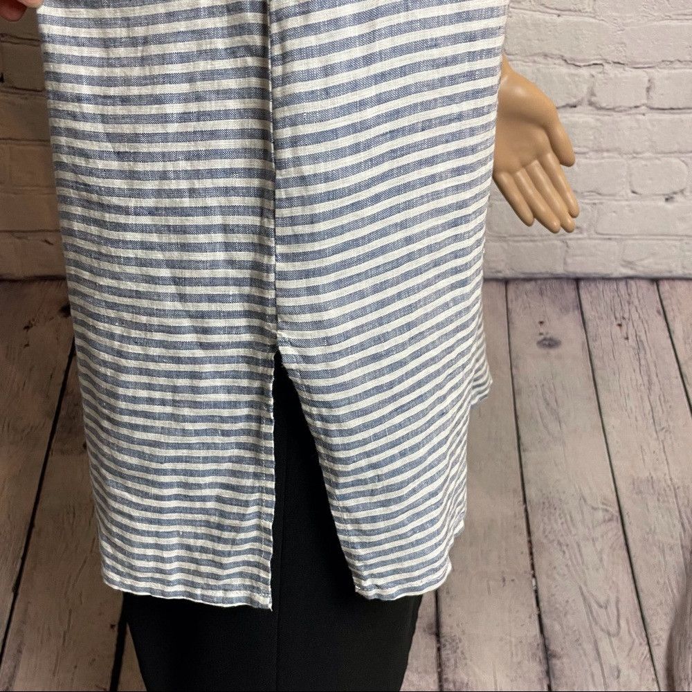 Elie Tahari NWT New Tahari Linen Striped Button Sleeveless Shirt Size S Size S / US 4 / IT 40 - 3 Thumbnail