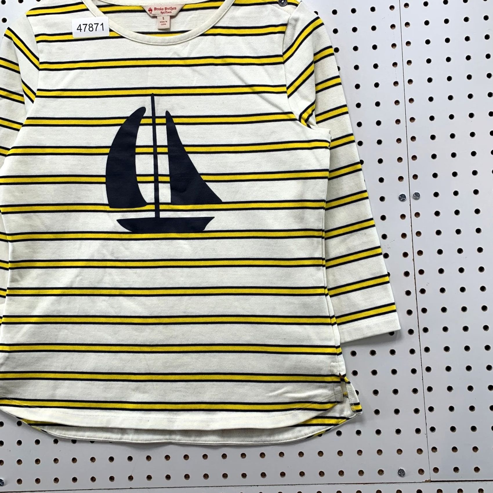Brooks Brothers Brooks Brothers Fleece Top Womens Small White Striped 3/4 Sleeve Nautical Shirt SS Mens Women Girls Size S / US 4 / IT 40 - 6 Thumbnail