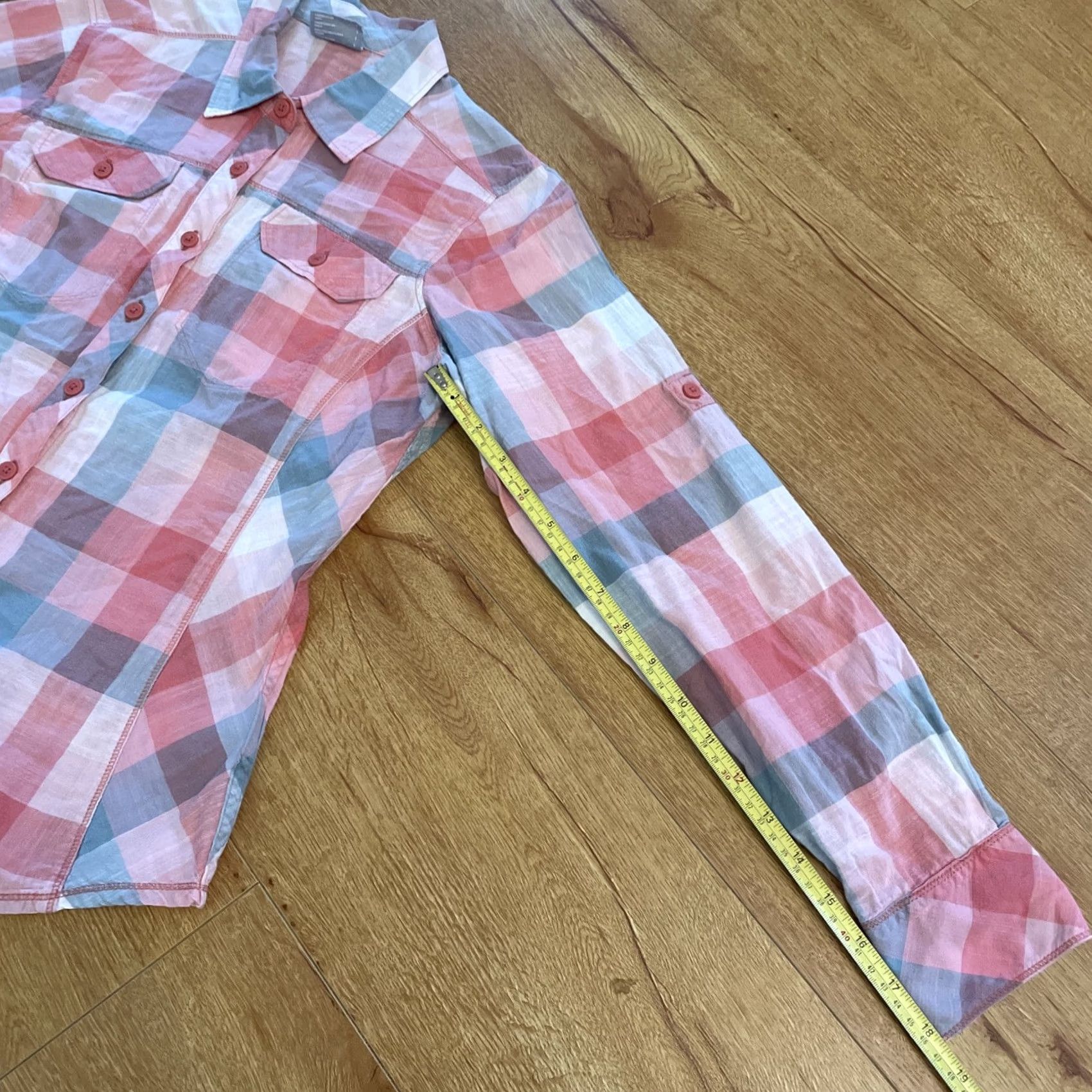 Pinko Columbia Top Women Western Plaid Long Sleeve S Pink Blue Button-Up V-Neck Casual Lightweight Short Description India Size S / US 4 / IT 40 - 6 Thumbnail